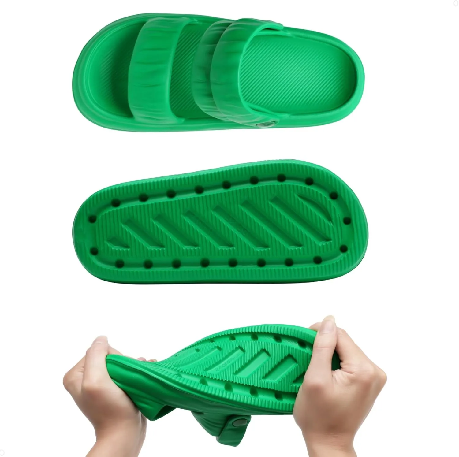 Waterproof Womens Sandals Comfortable, Strappy Walking Sandals Women Men Comfort, Thick Sole Lightweight Slides for Women Men, Outdoor House Slides Summer Pool Beach