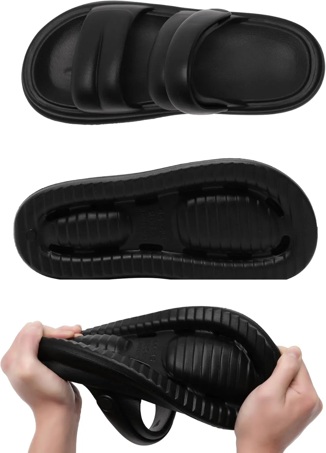 Waterproof Womens Sandals Comfortable, Strappy Walking Sandals Women Men Comfort, Thick Sole Lightweight Slides for Women Men, Outdoor House Slides Summer Pool Beach