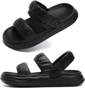 Waterproof Womens Sandals Comfortable, Strappy Walking Sandals Women Men Comfort, Thick Sole Lightweight Slides for Women Men, Outdoor House Slides Summer Pool Beach