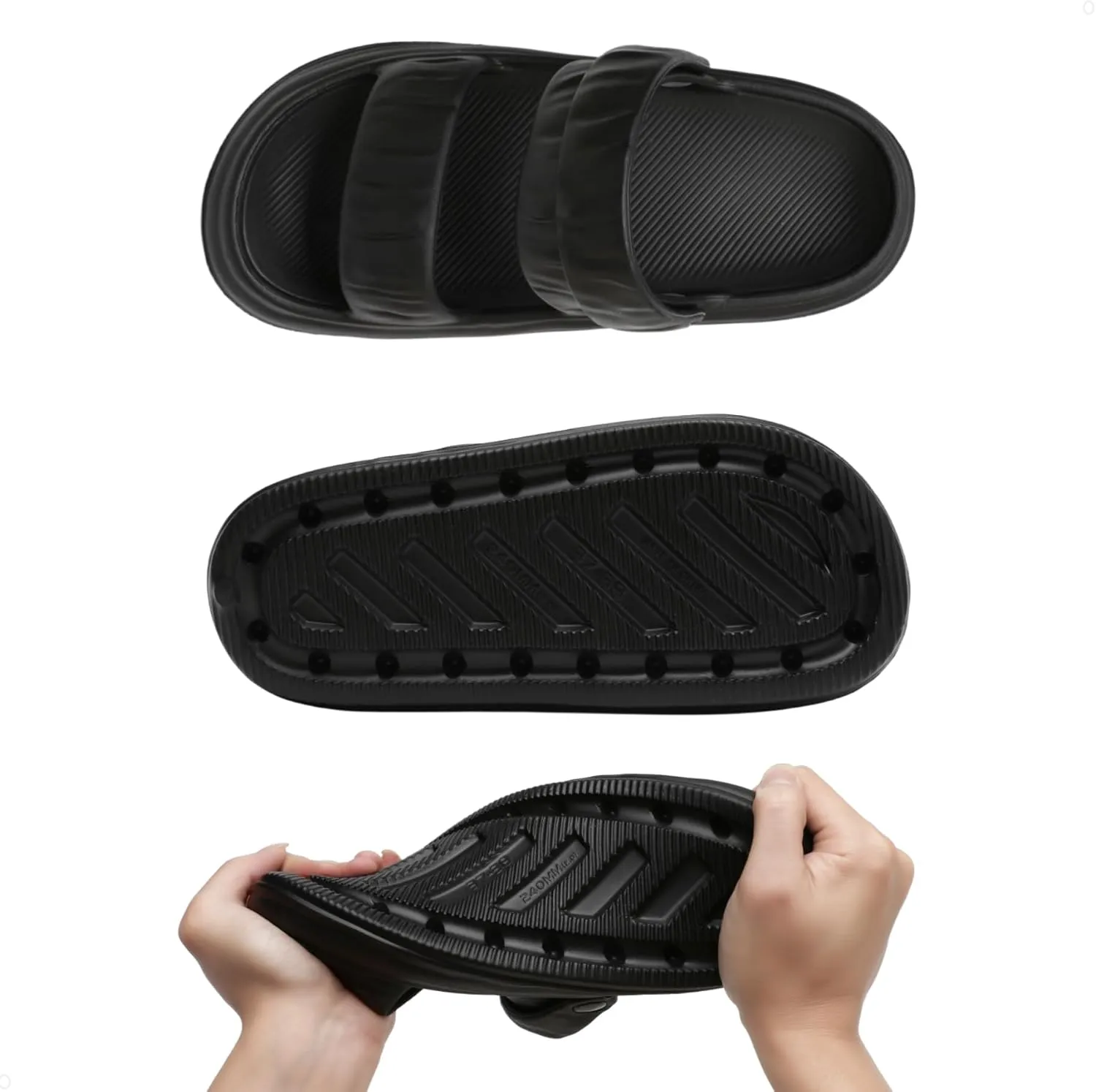 Waterproof Womens Sandals Comfortable, Strappy Walking Sandals Women Men Comfort, Thick Sole Lightweight Slides for Women Men, Outdoor House Slides Summer Pool Beach