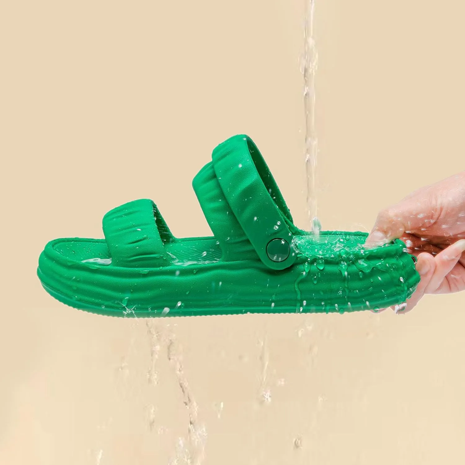 Waterproof Womens Sandals Comfortable, Strappy Walking Sandals Women Men Comfort, Thick Sole Lightweight Slides for Women Men, Outdoor House Slides Summer Pool Beach