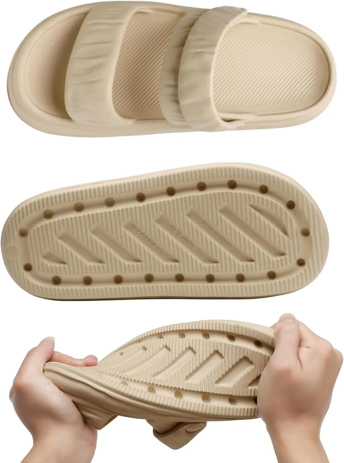 Waterproof Womens Sandals Comfortable, Strappy Walking Sandals Women Men Comfort, Thick Sole Lightweight Slides for Women Men, Outdoor House Slides Summer Pool Beach
