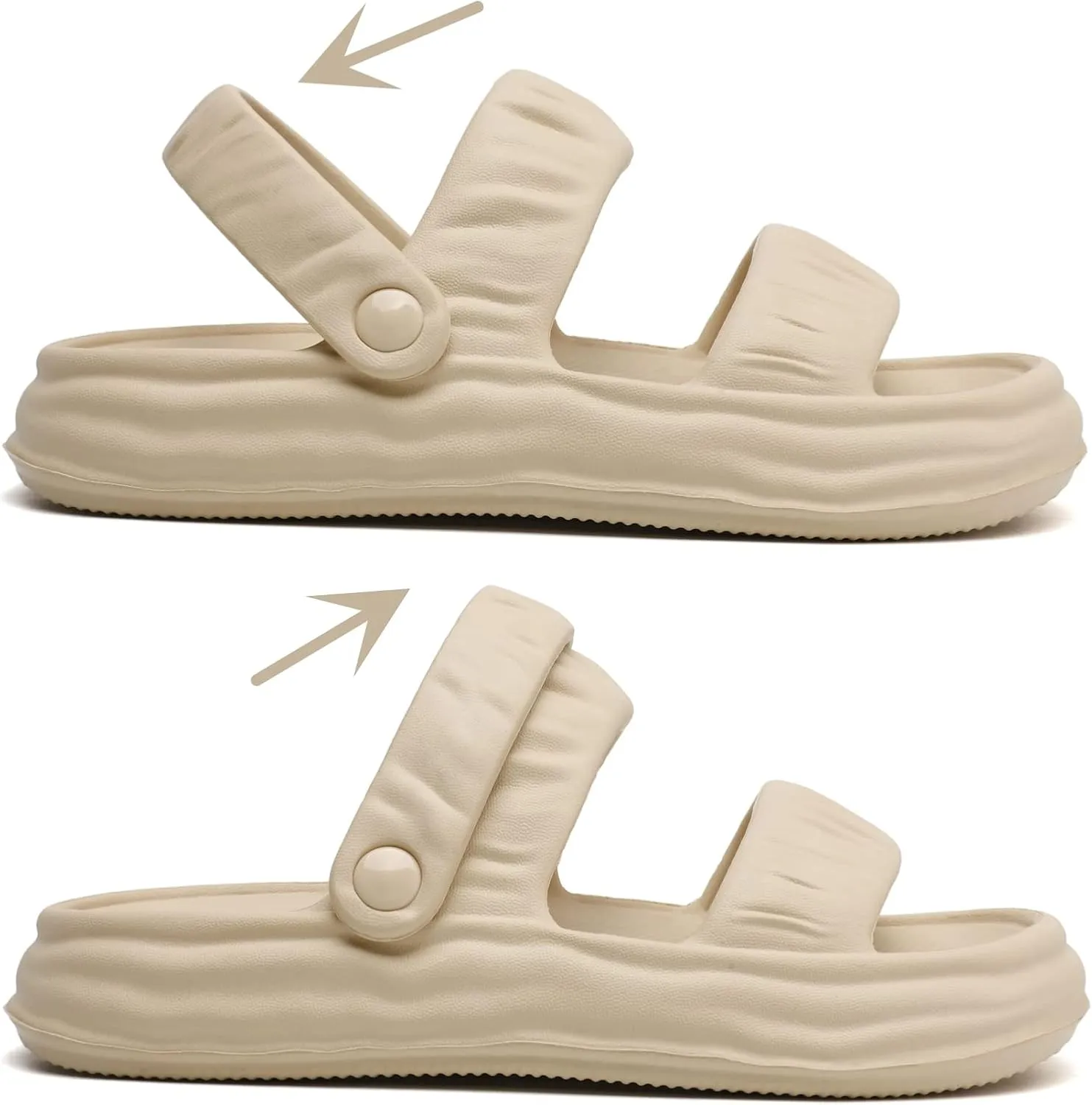 Waterproof Womens Sandals Comfortable, Strappy Walking Sandals Women Men Comfort, Thick Sole Lightweight Slides for Women Men, Outdoor House Slides Summer Pool Beach
