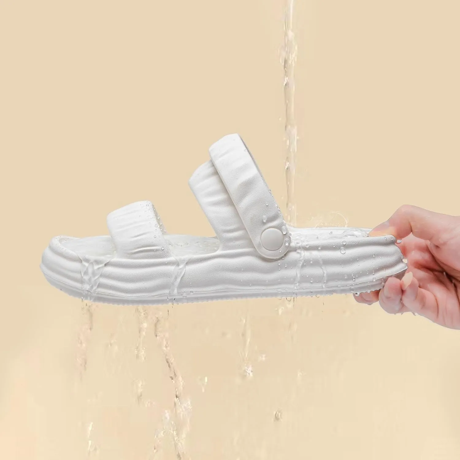 Waterproof Womens Sandals Comfortable, Strappy Walking Sandals Women Men Comfort, Thick Sole Lightweight Slides for Women Men, Outdoor House Slides Summer Pool Beach