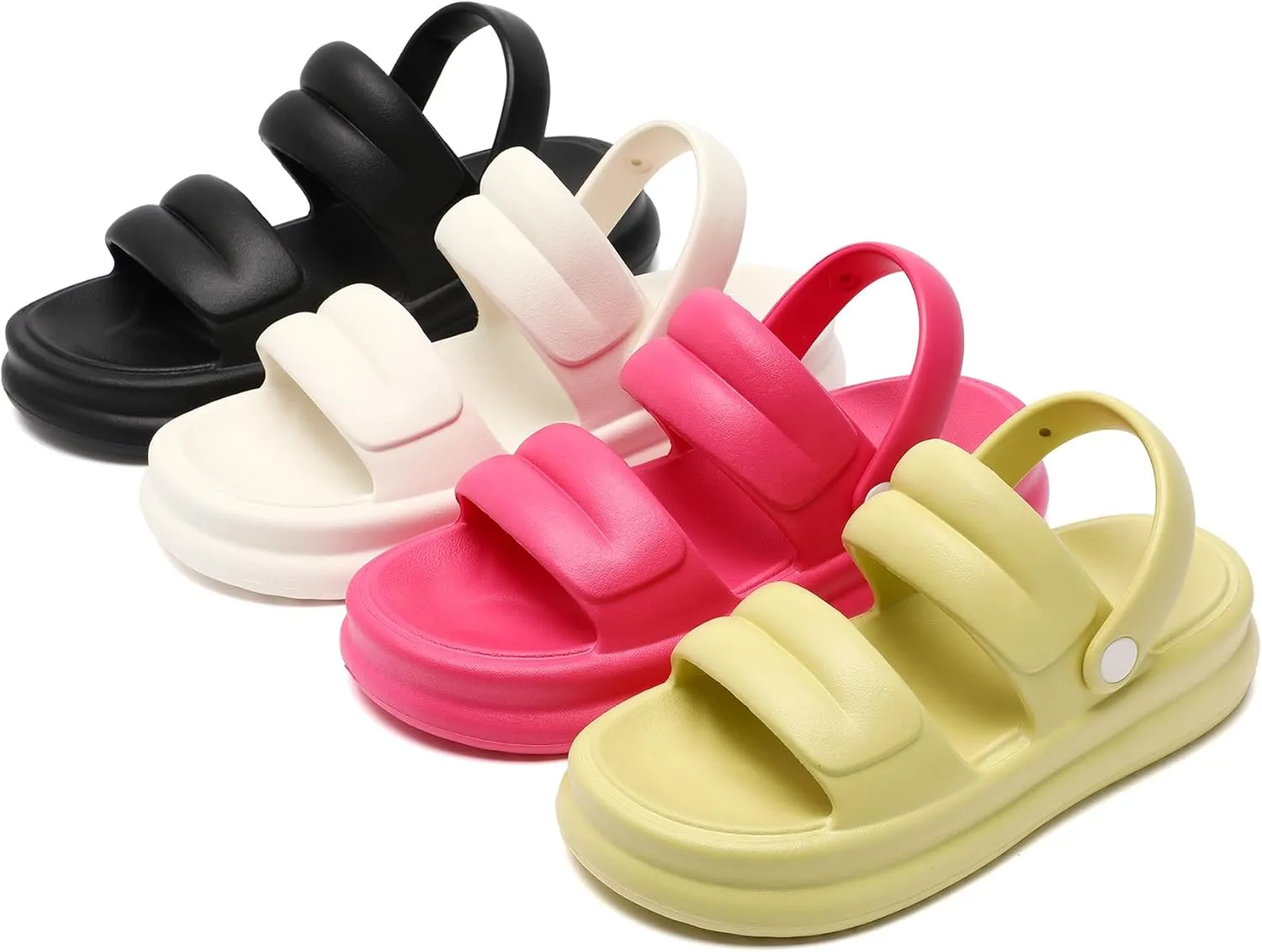 Waterproof Womens Sandals Comfortable, Strappy Walking Sandals Women Men Comfort, Thick Sole Lightweight Slides for Women Men, Outdoor House Slides Summer Pool Beach