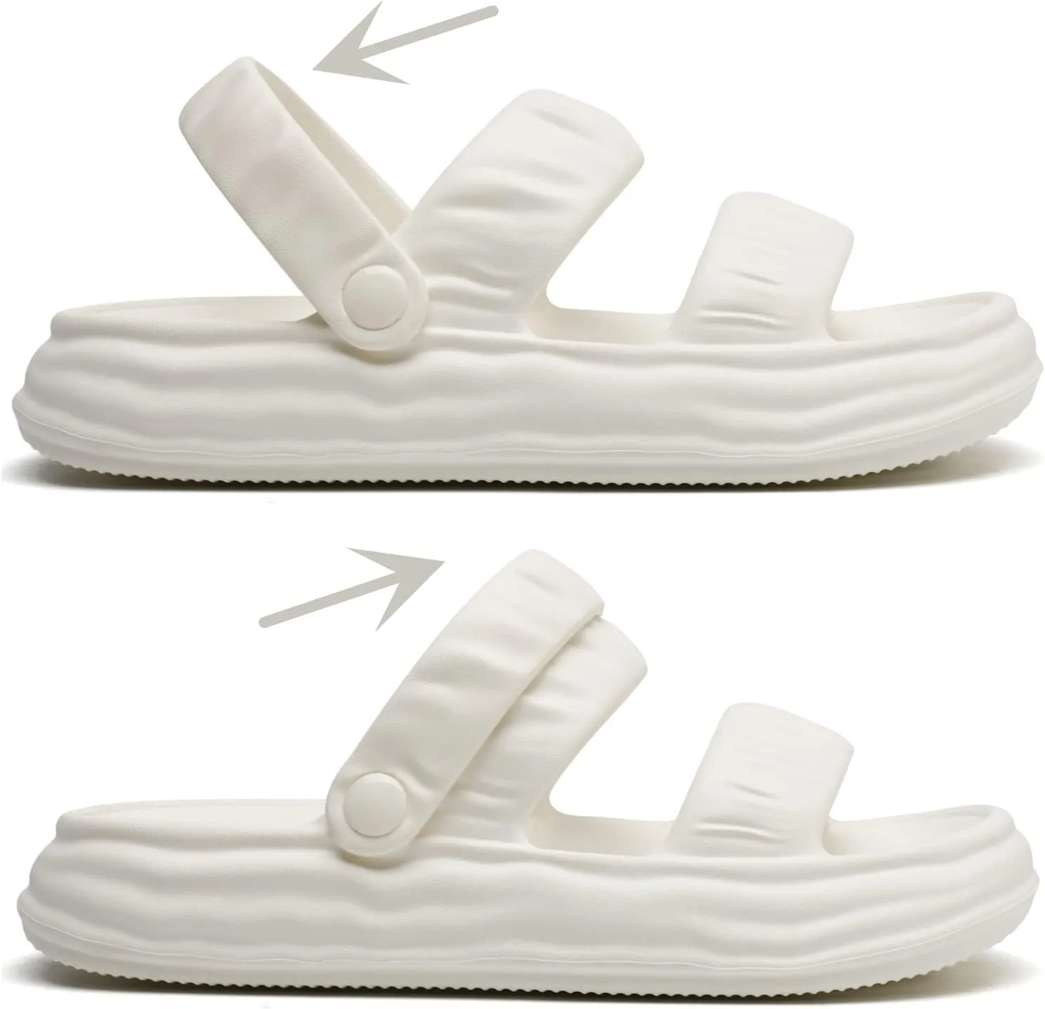 Waterproof Womens Sandals Comfortable, Strappy Walking Sandals Women Men Comfort, Thick Sole Lightweight Slides for Women Men, Outdoor House Slides Summer Pool Beach