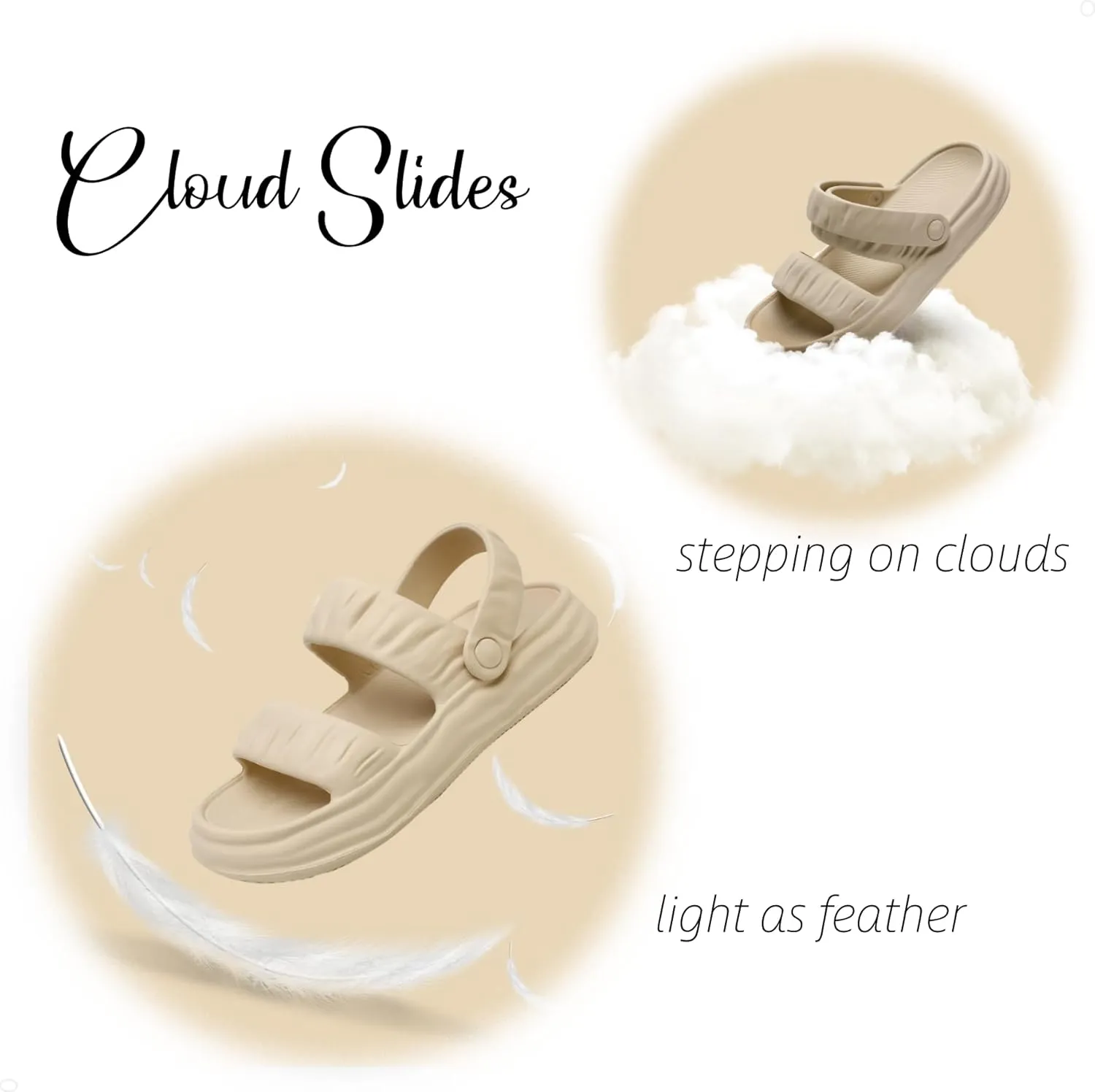 Waterproof Womens Sandals Comfortable, Strappy Walking Sandals Women Men Comfort, Thick Sole Lightweight Slides for Women Men, Outdoor House Slides Summer Pool Beach