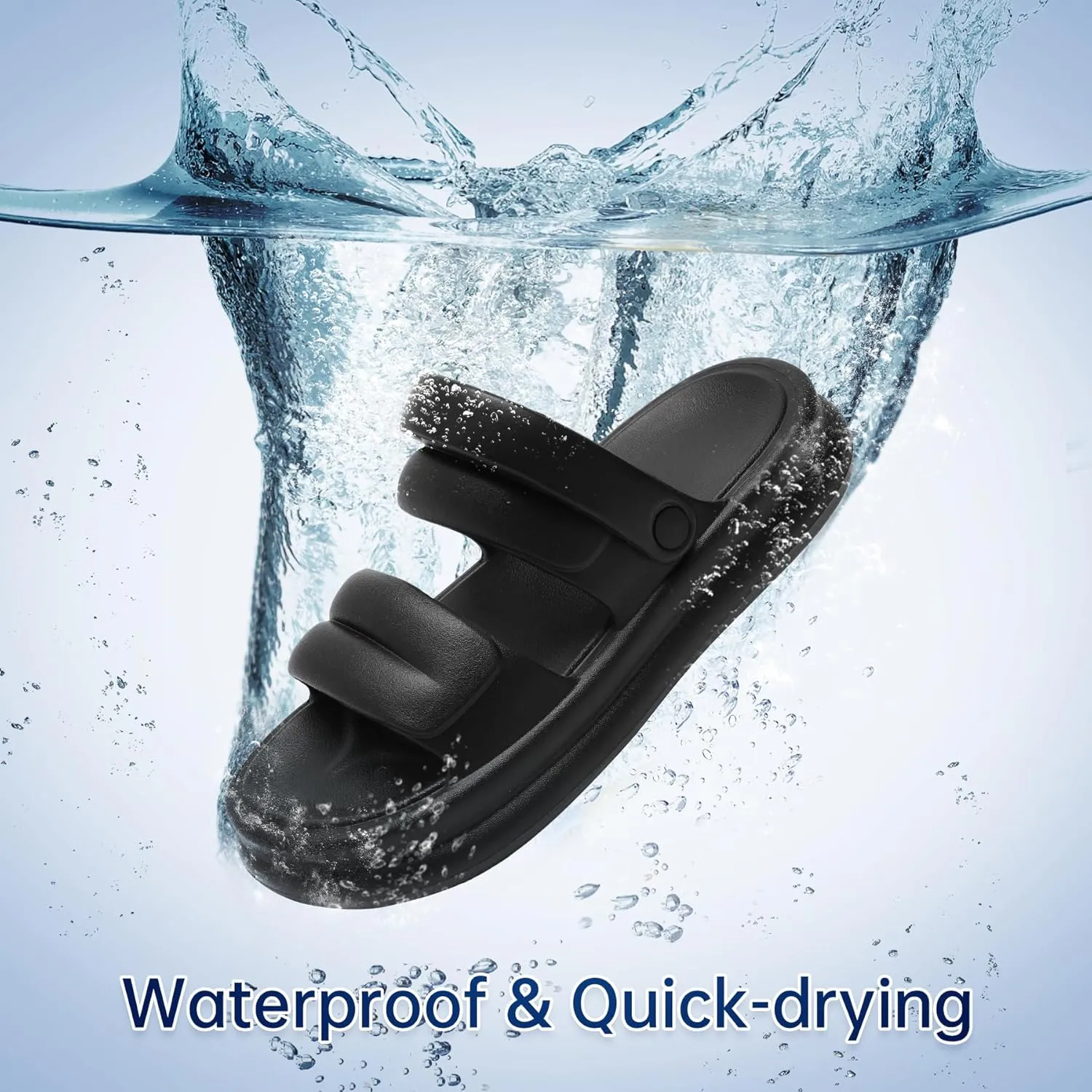Waterproof Womens Sandals Comfortable, Strappy Walking Sandals Women Men Comfort, Thick Sole Lightweight Slides for Women Men, Outdoor House Slides Summer Pool Beach