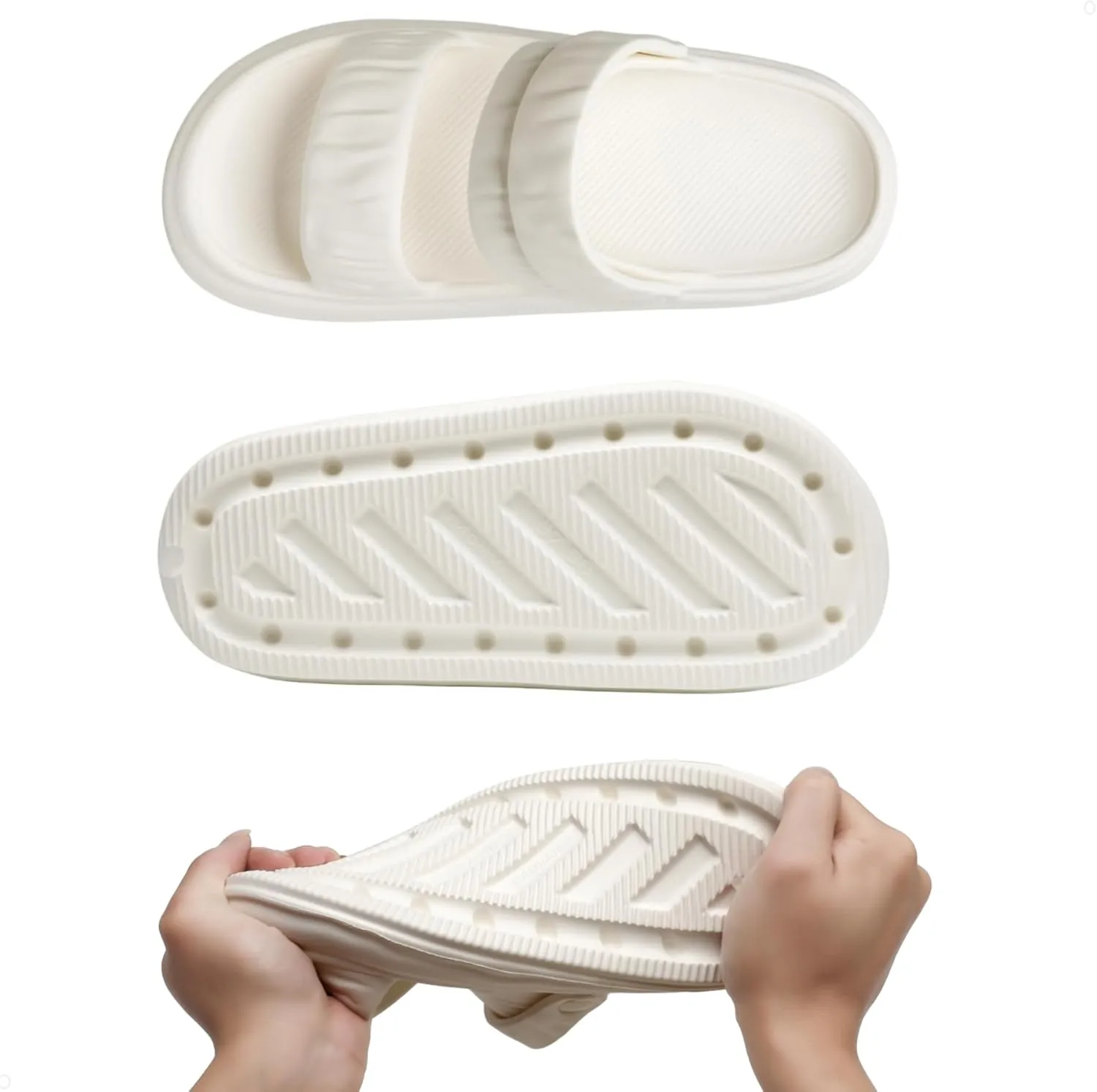 Waterproof Womens Sandals Comfortable, Strappy Walking Sandals Women Men Comfort, Thick Sole Lightweight Slides for Women Men, Outdoor House Slides Summer Pool Beach