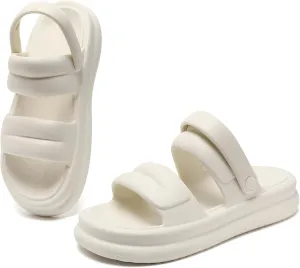 Waterproof Womens Sandals Comfortable, Strappy Walking Sandals Women Men Comfort, Thick Sole Lightweight Slides for Women Men, Outdoor House Slides Summer Pool Beach