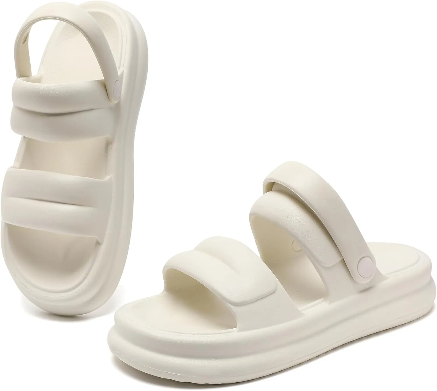 Waterproof Womens Sandals Comfortable, Strappy Walking Sandals Women Men Comfort, Thick Sole Lightweight Slides for Women Men, Outdoor House Slides Summer Pool Beach