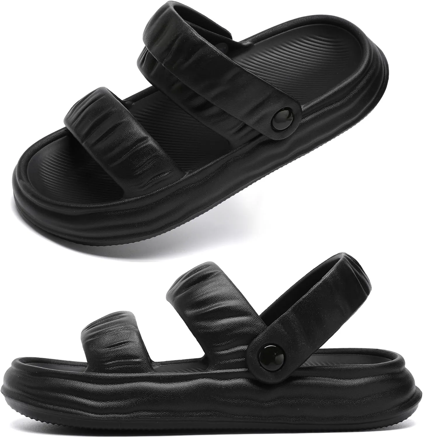 Waterproof Womens Sandals Comfortable, Strappy Walking Sandals Women Men Comfort, Thick Sole Lightweight Slides for Women Men, Outdoor House Slides Summer Pool Beach