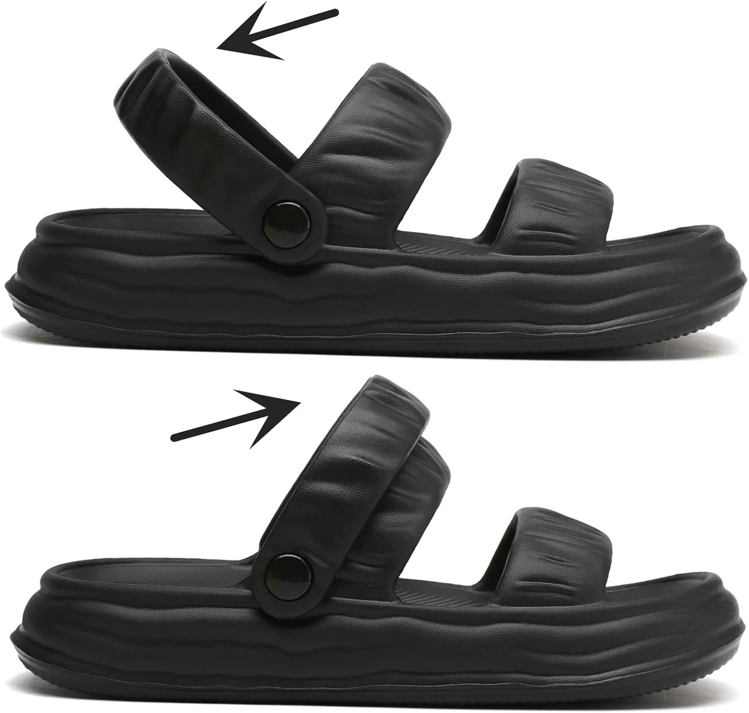 Waterproof Womens Sandals Comfortable, Strappy Walking Sandals Women Men Comfort, Thick Sole Lightweight Slides for Women Men, Outdoor House Slides Summer Pool Beach