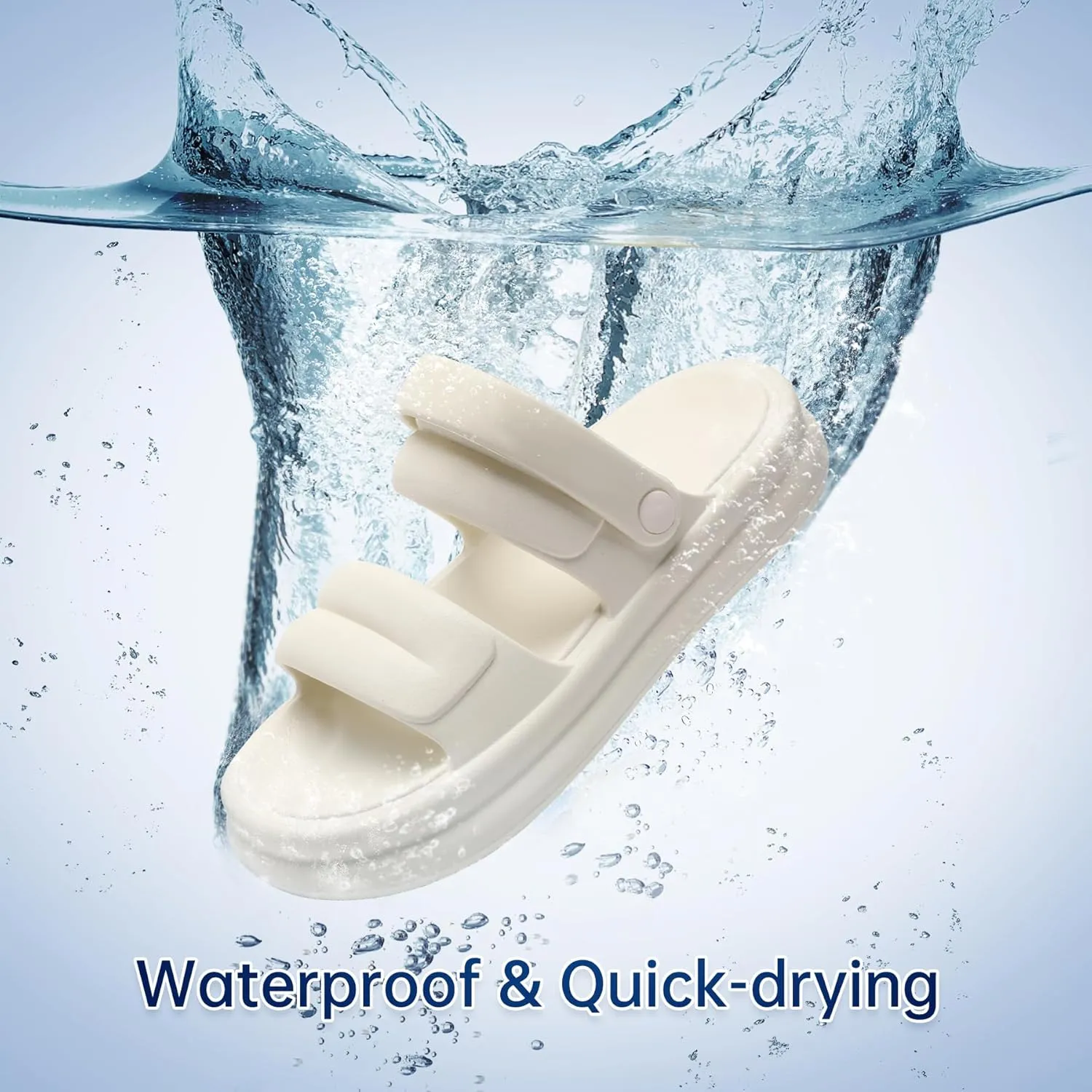 Waterproof Womens Sandals Comfortable, Strappy Walking Sandals Women Men Comfort, Thick Sole Lightweight Slides for Women Men, Outdoor House Slides Summer Pool Beach