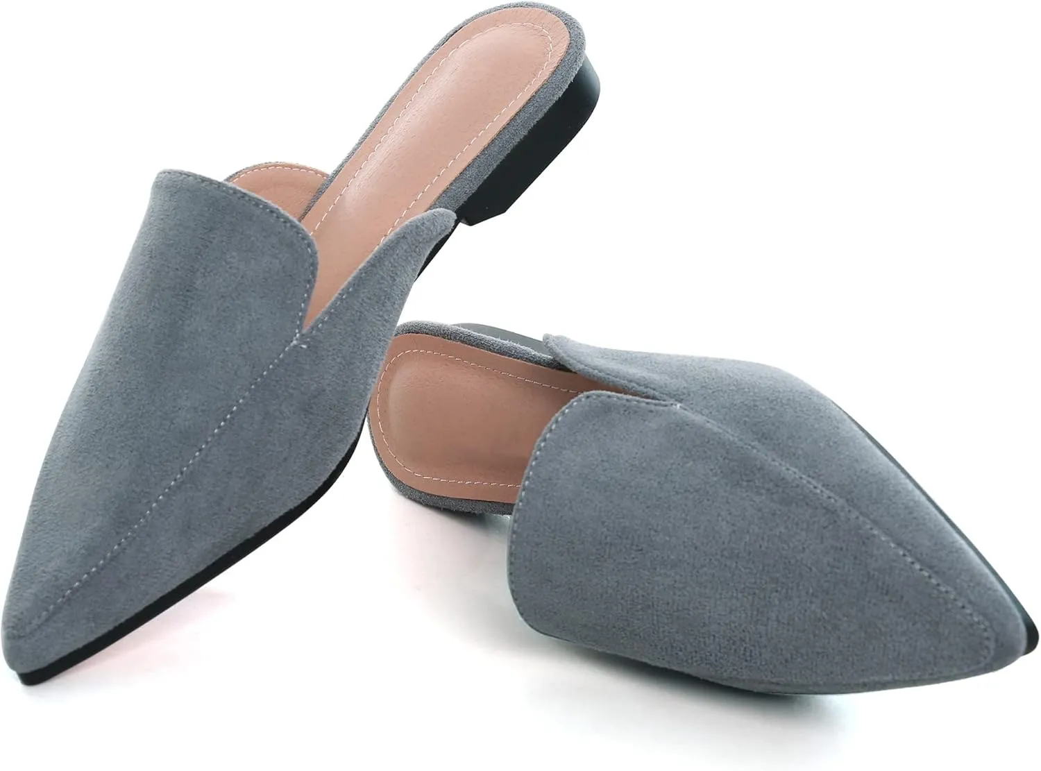 WENJIAZHIZHI Suede Mules Slippers for Women's Shoes Pointed Toe Backless Flats Slides Sandals Slip-On Loafers