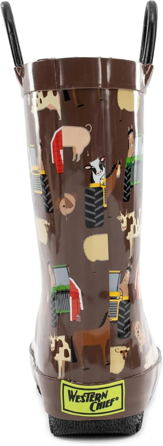 Western Chief Rain Boots with Pull on Handles for Toddlers and Kids - Premium Waterproof Boots for Boys and Girls