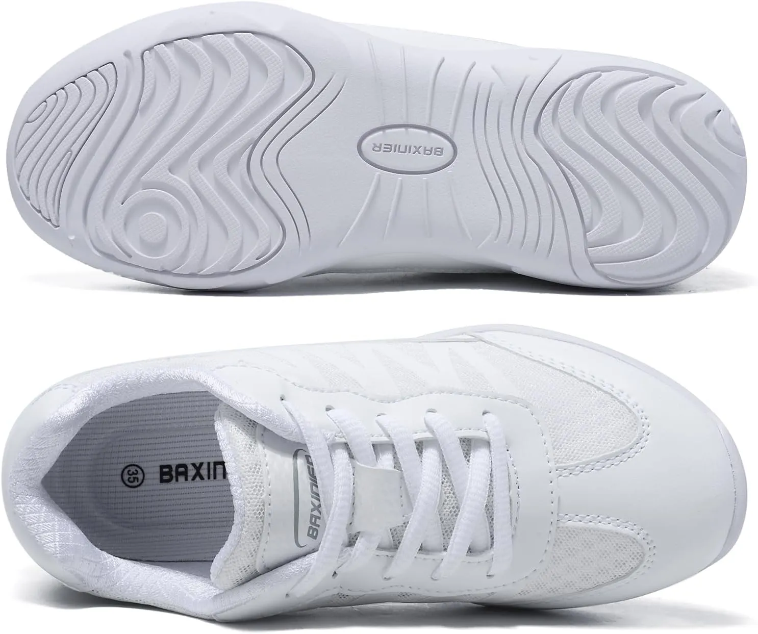 White Cheer Shoes for Girls Lightweight Youth Kids Cheerleading Sneakers Hip Hop Dance Shoes Tumbling Tennis