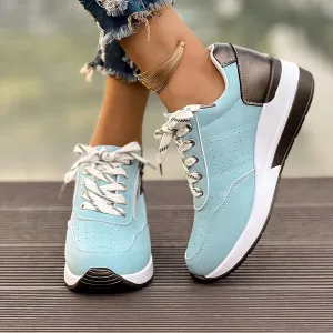 White Platform Sneakers for Women Fashion,Women Platform Chunky Fashion Sneakers Walking Lace-Up Comfortable Sport Stylish Lightweight Classic Casual Work Tennis Shoes