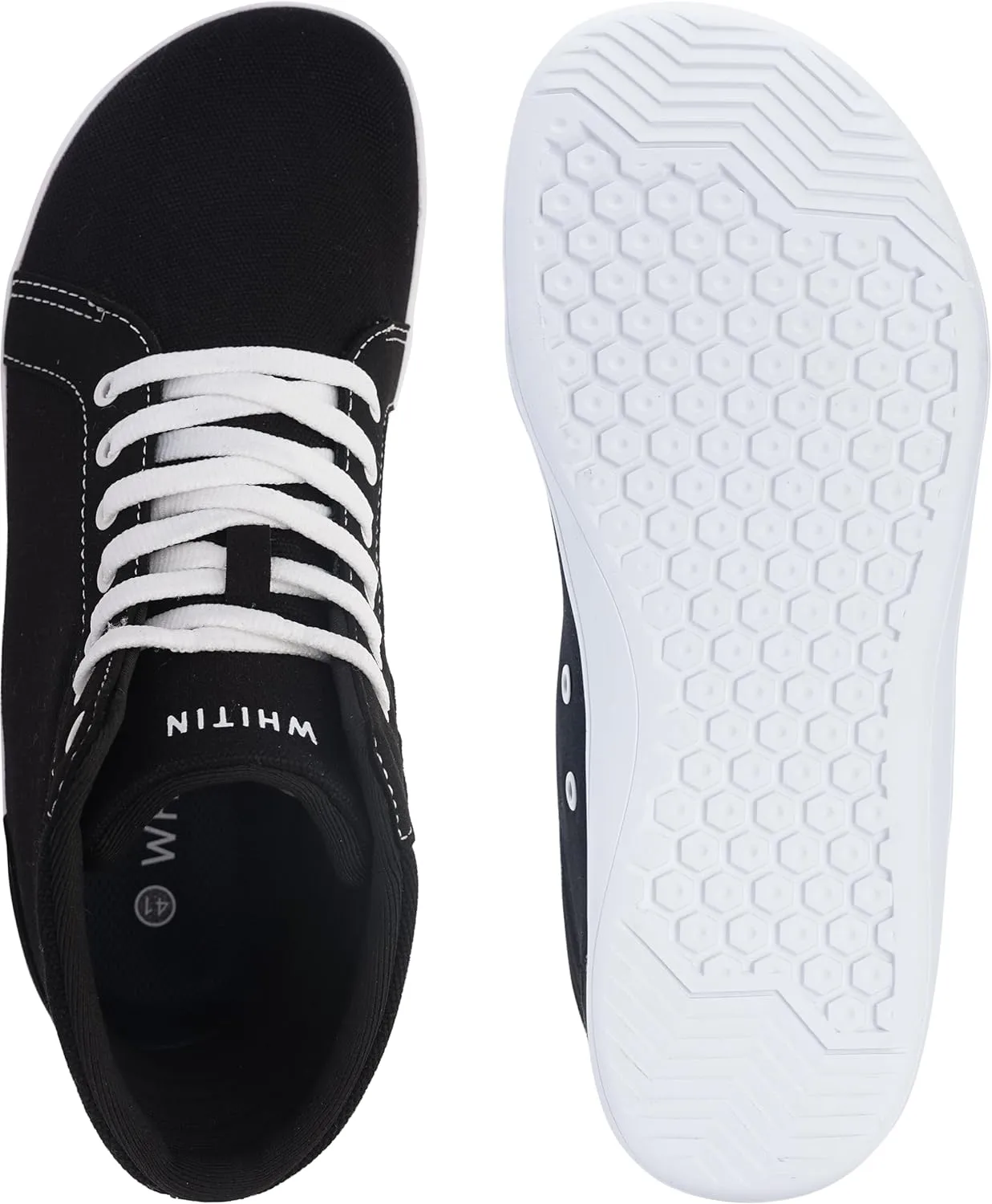 WHITIN Men's Wide Hi-top Minimalist Barefoot Sneakers | Zero Drop Sole | Cushioned Ankle Support