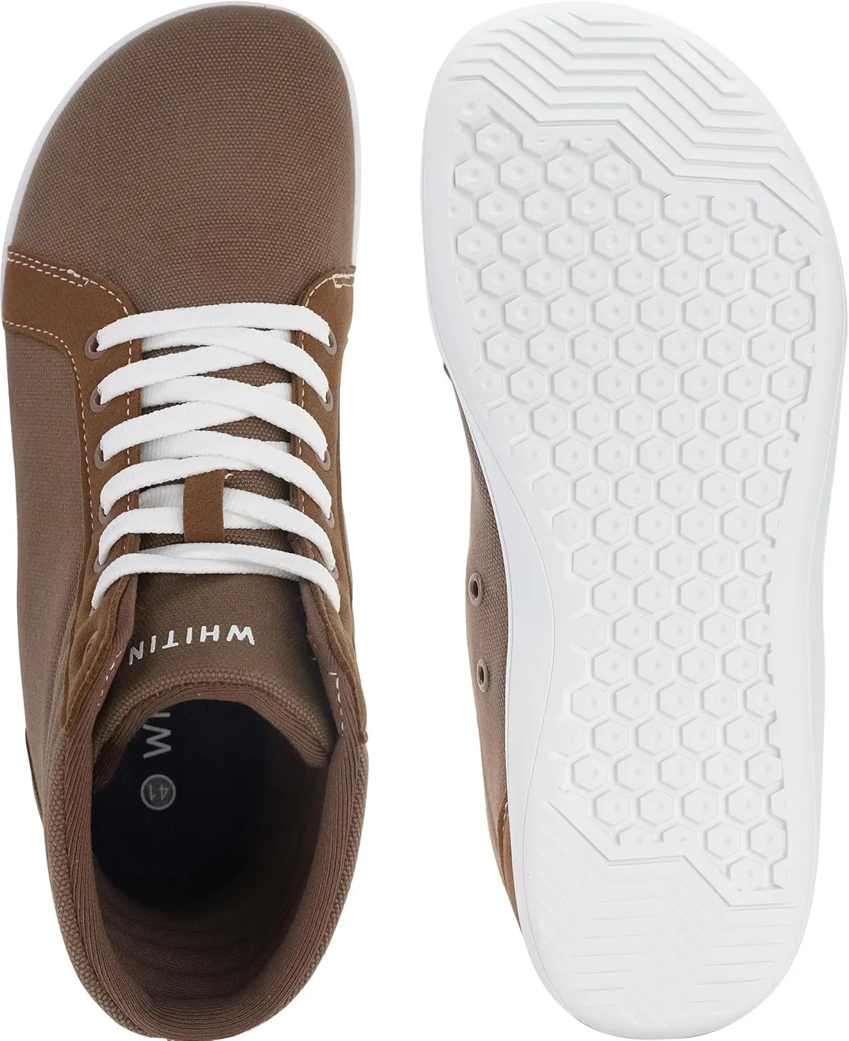 WHITIN Men's Wide Hi-top Minimalist Barefoot Sneakers | Zero Drop Sole | Cushioned Ankle Support