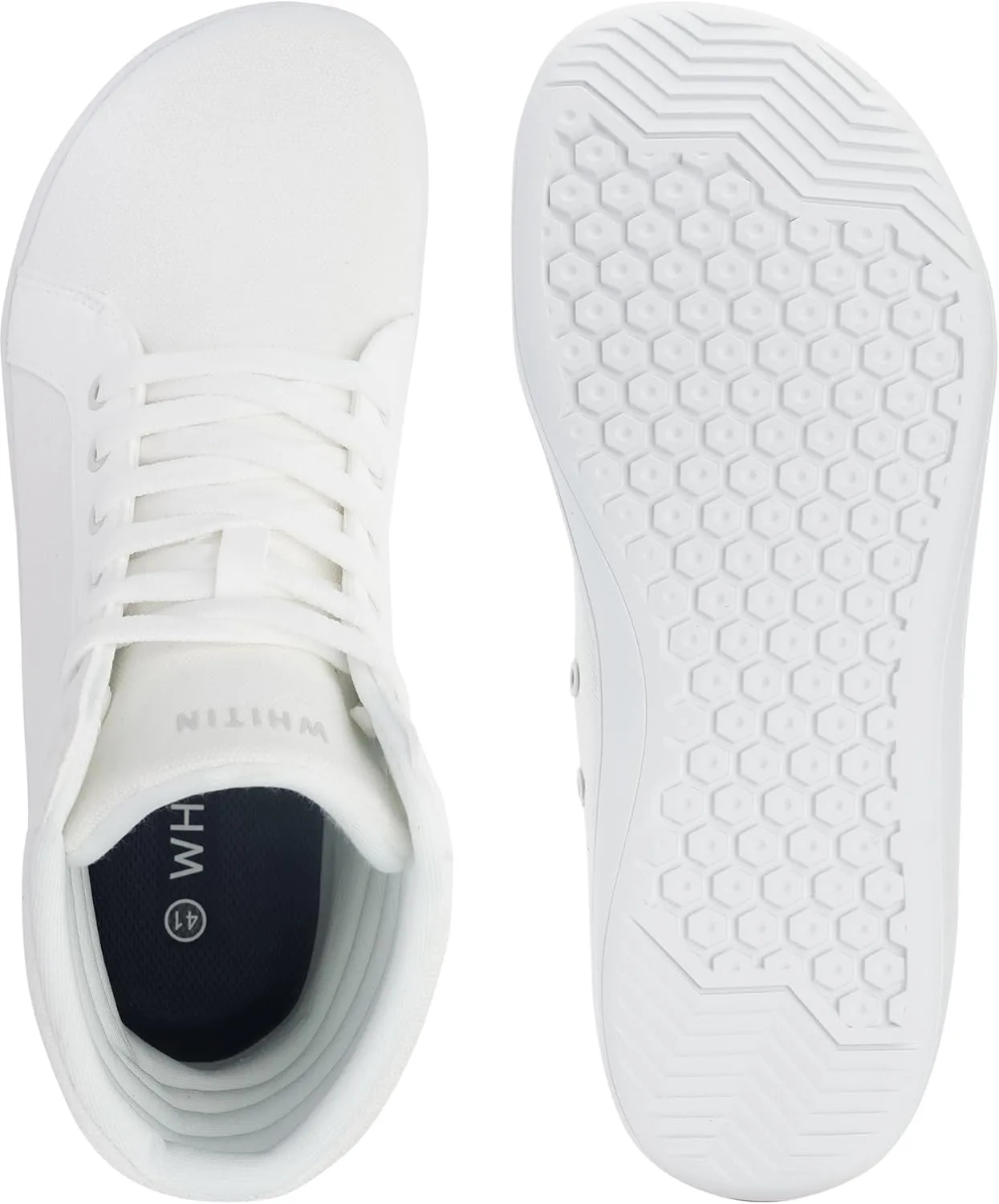 WHITIN Men's Wide Hi-top Minimalist Barefoot Sneakers | Zero Drop Sole | Cushioned Ankle Support