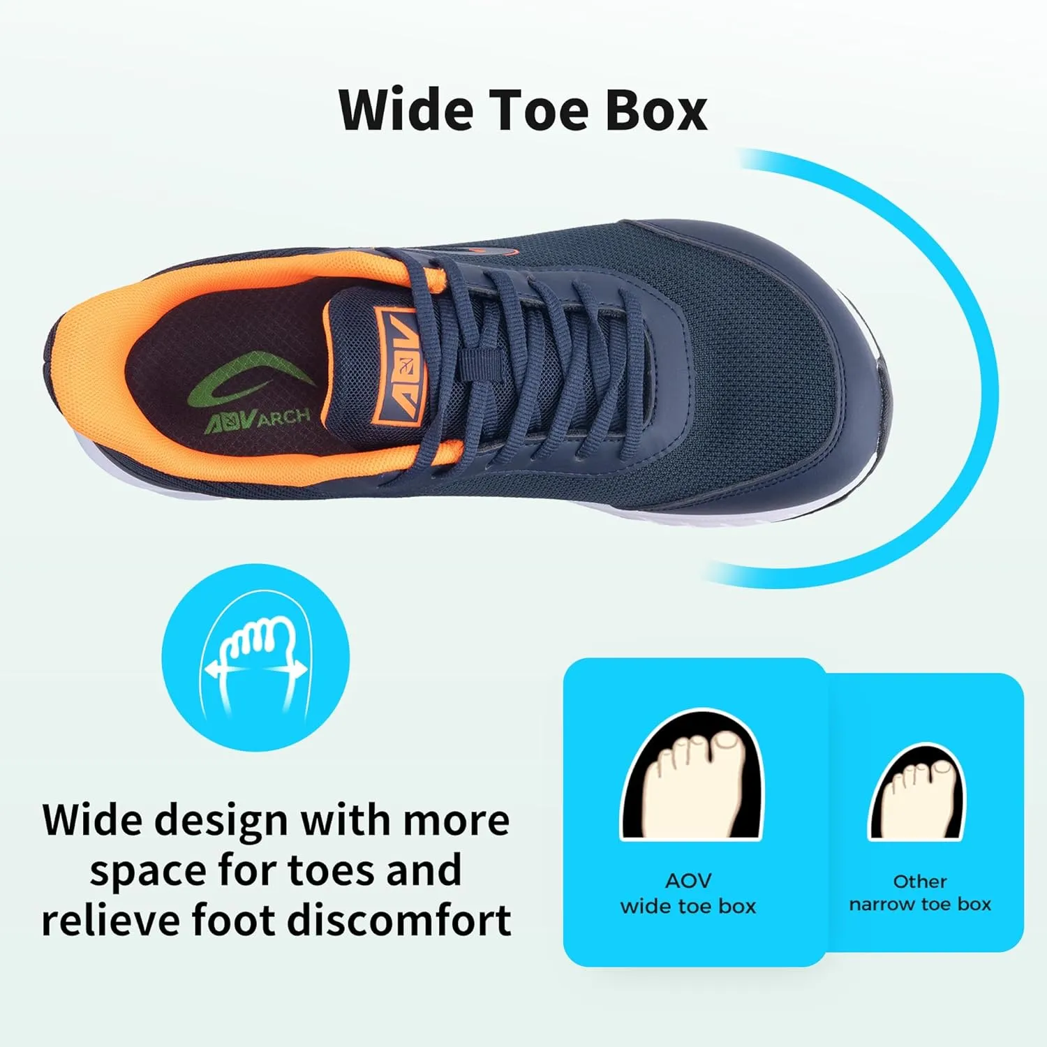 Wide Toe Box Shoes for Men Arch Support Walking Shoes Plantar Fasciitis Orthotic Tennis Sneakers