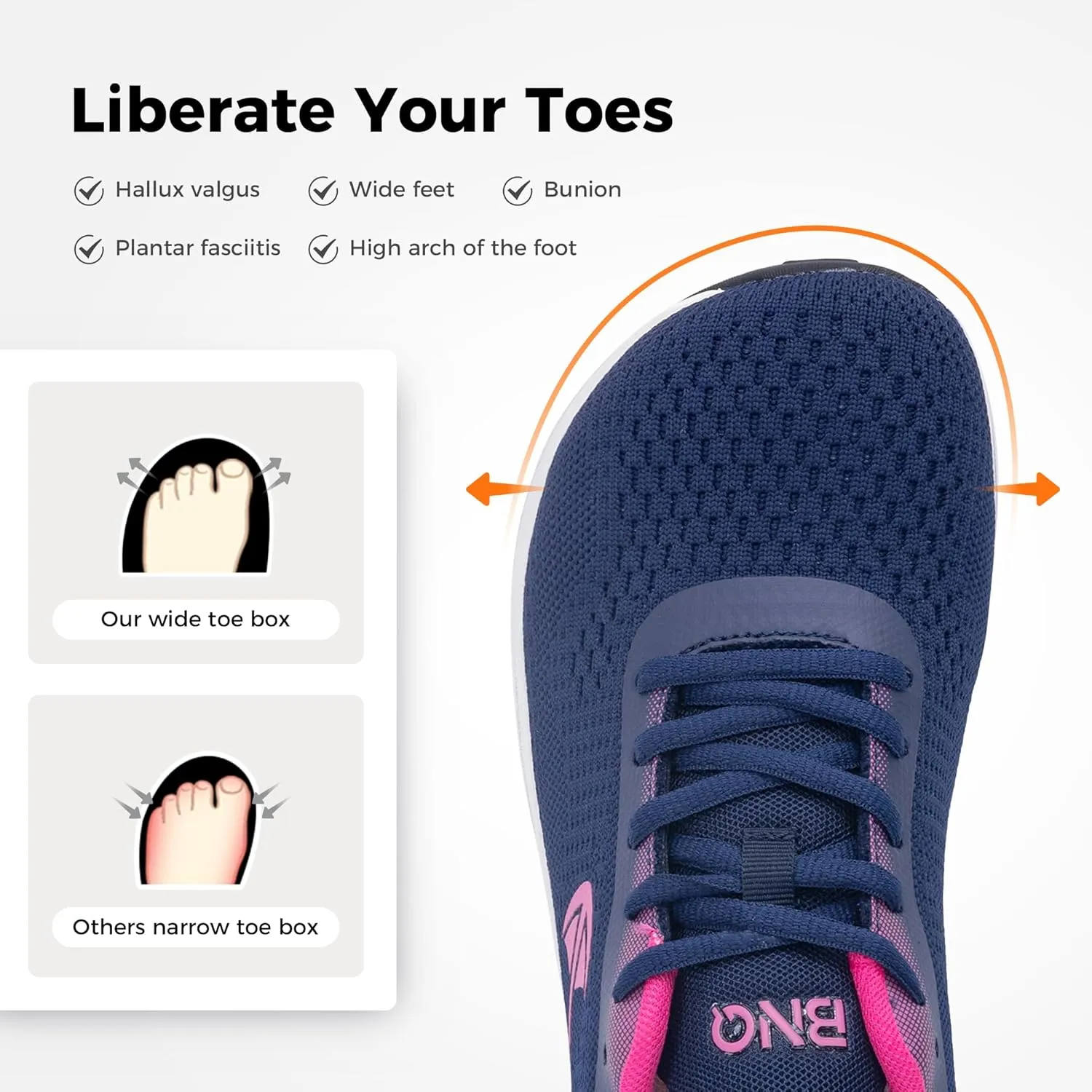 Wide Toe Box Shoes for Women Air Running Plantar Fasciitis Shoe Arch Support Walking Tennis Orthotic Breathable Extra Wide Width Athletic Sneakers US6-11