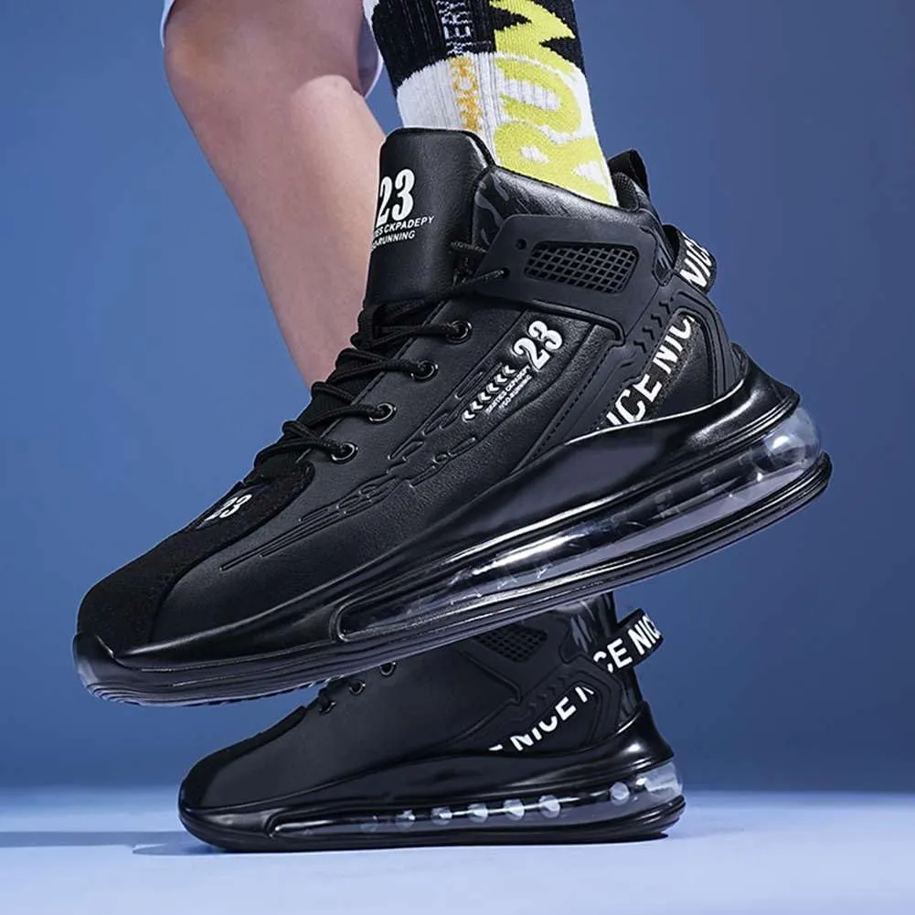 WILTENA Men's Fashion High Top Air Cushion Basketball Shoes Boy's Sports Tennis Running Sneakers Comfy Casual Walking Shoes for Men