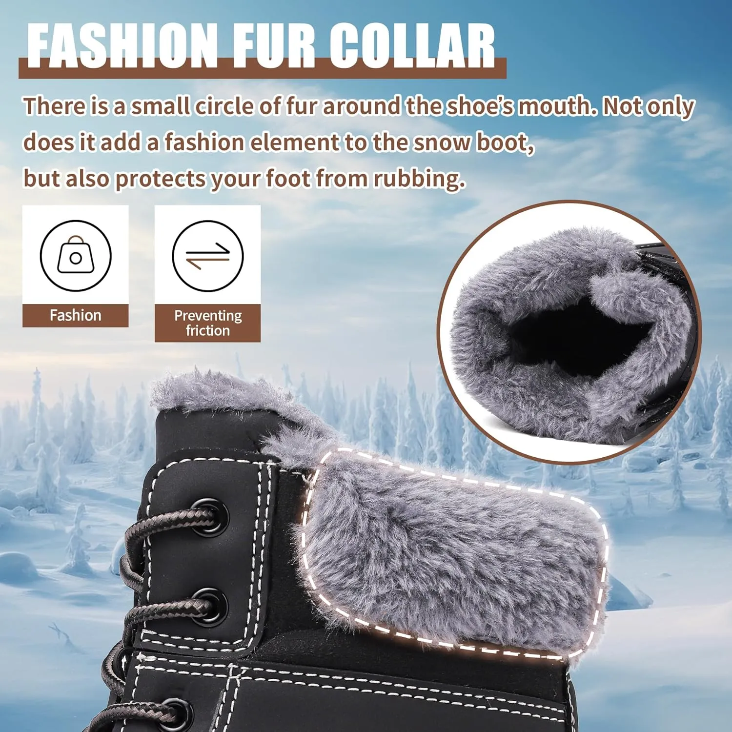 Winter Boots for Women Snow Boots Waterproof Fur Lined Warm Hiking Boots Ladies Lace Up Walking Boots Anti-Slip Lightweight Outdoor Ankle Boots