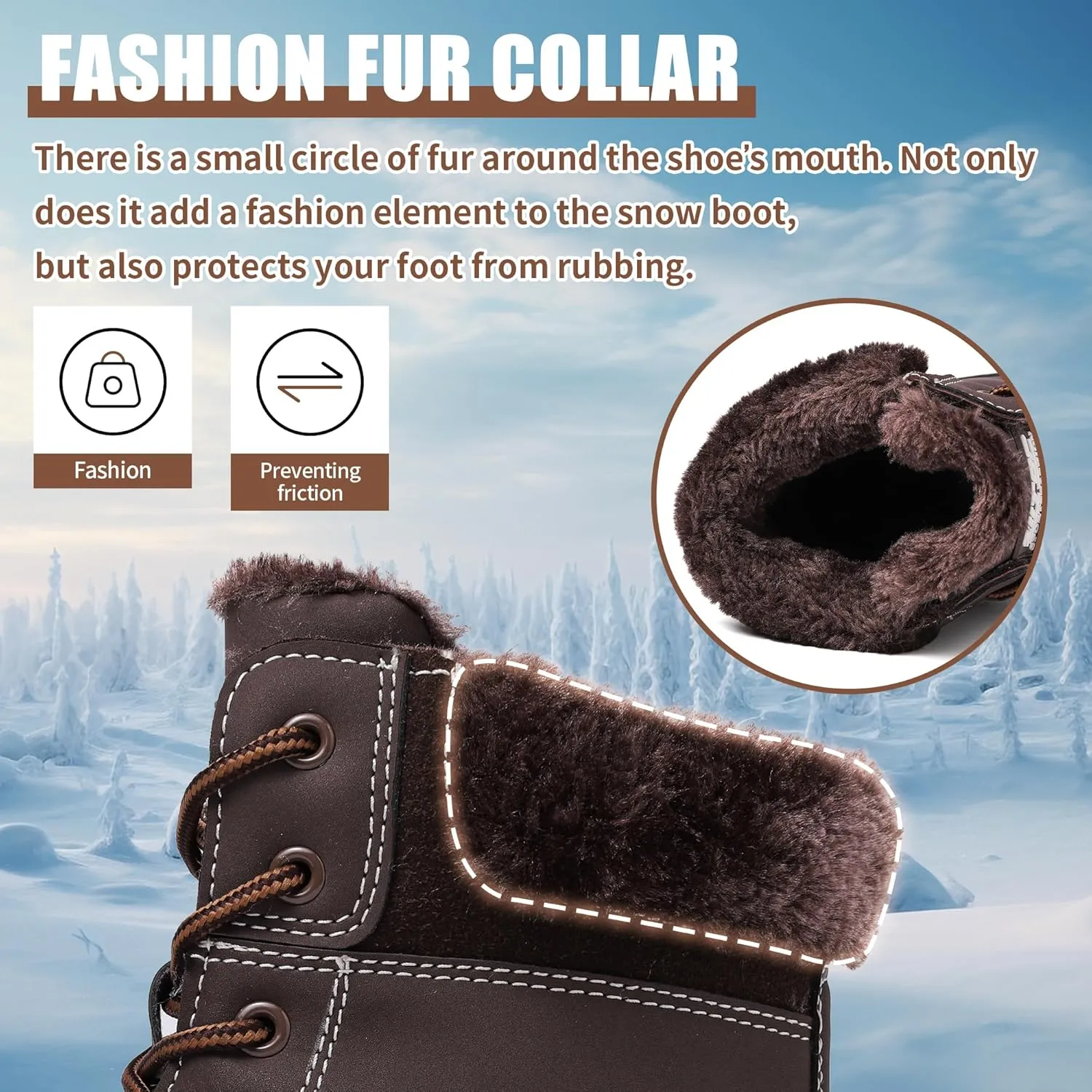 Winter Boots for Women Snow Boots Waterproof Fur Lined Warm Hiking Boots Ladies Lace Up Walking Boots Anti-Slip Lightweight Outdoor Ankle Boots