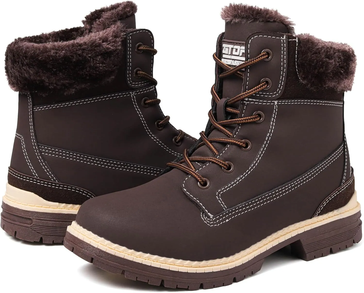 Winter Boots for Women Snow Boots Waterproof Fur Lined Warm Hiking Boots Ladies Lace Up Walking Boots Anti-Slip Lightweight Outdoor Ankle Boots