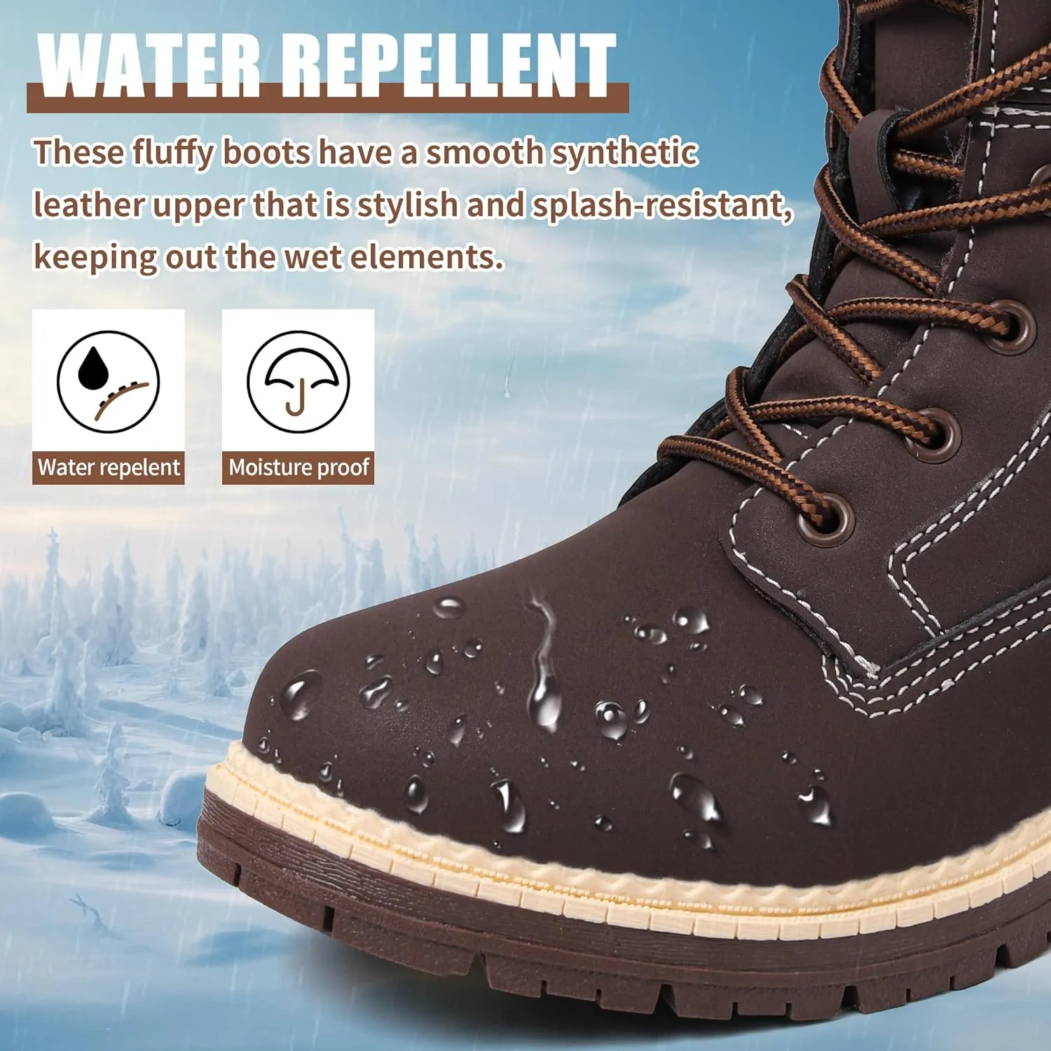 Winter Boots for Women Snow Boots Waterproof Fur Lined Warm Hiking Boots Ladies Lace Up Walking Boots Anti-Slip Lightweight Outdoor Ankle Boots