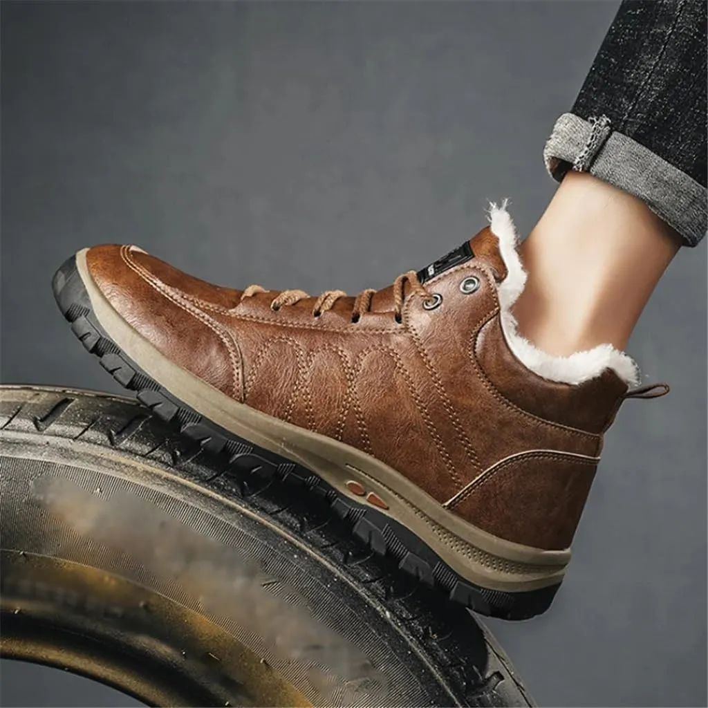 Winter Warm Sneakers Men High Top Plush Waterproof Snow Boots Male Ankle Shoes Comfortable(39 Code)