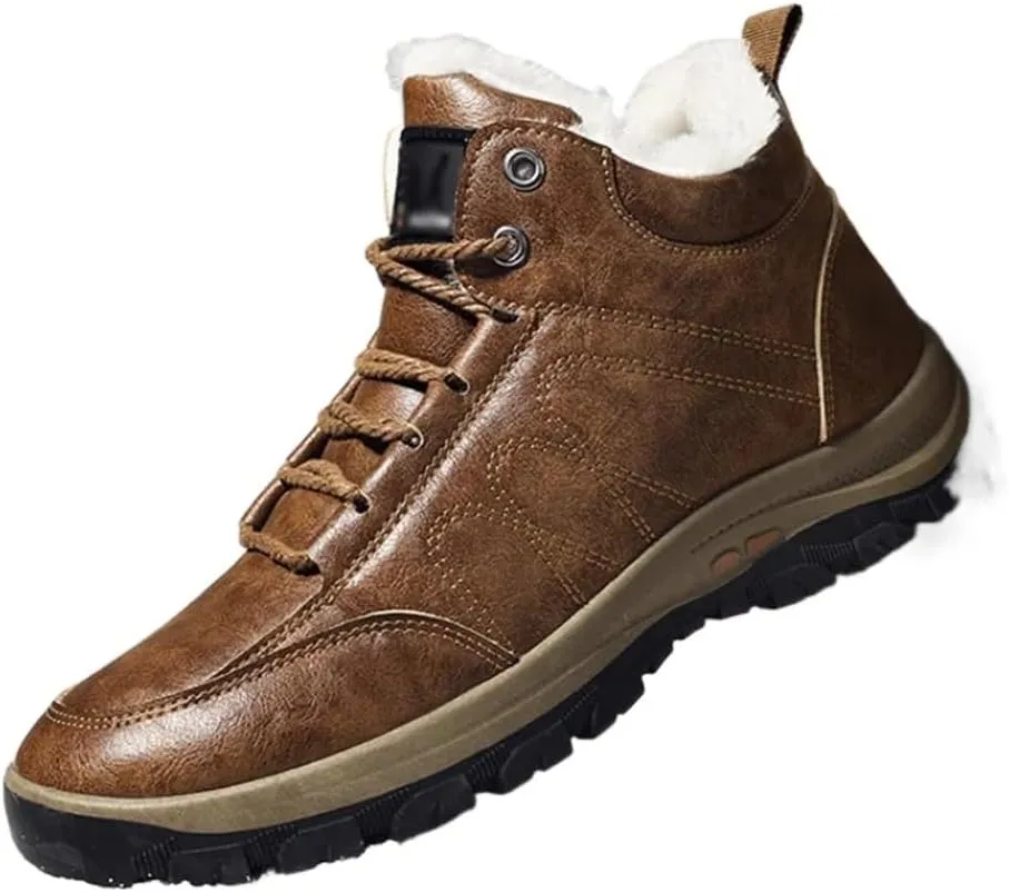 Winter Warm Sneakers Men High Top Plush Waterproof Snow Boots Male Ankle Shoes Comfortable(39 Code)