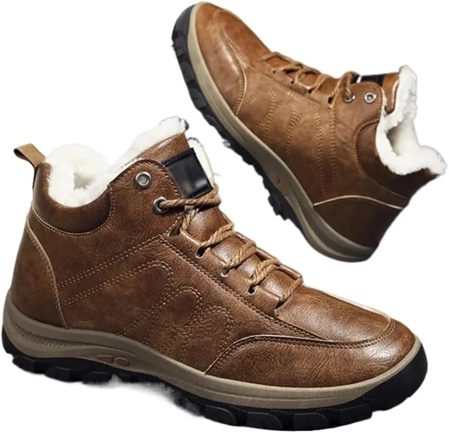 Winter Warm Sneakers Men High Top Plush Waterproof Snow Boots Male Ankle Shoes Comfortable(39 Code)