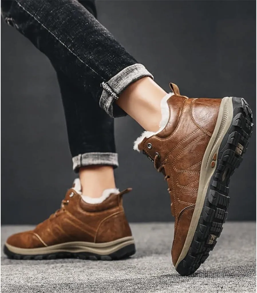 Winter Warm Sneakers Men High Top Plush Waterproof Snow Boots Male Ankle Shoes Comfortable(39 Code)