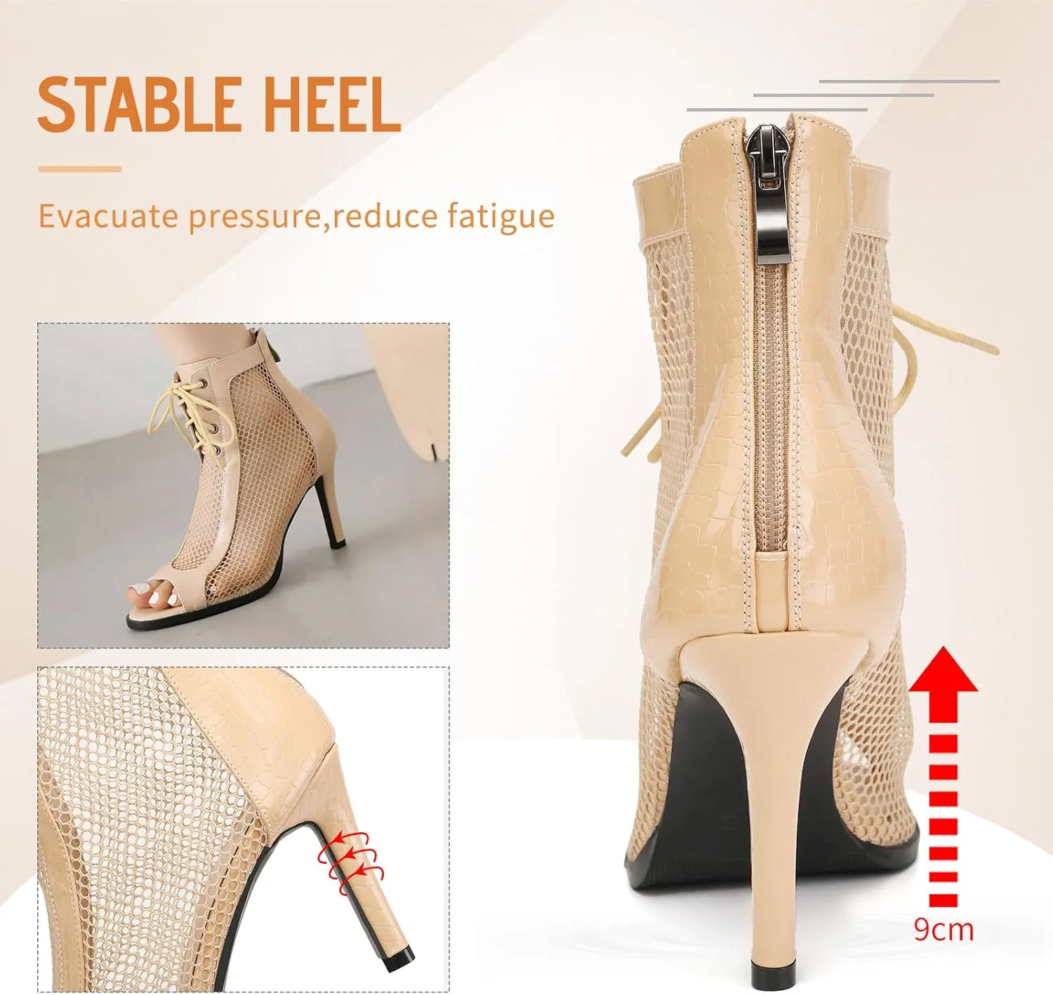 Women Ballroom Dance Boots Open Toe Lace Up Mesh Salsa Performence Professional Latin Dance Boots,DS-970