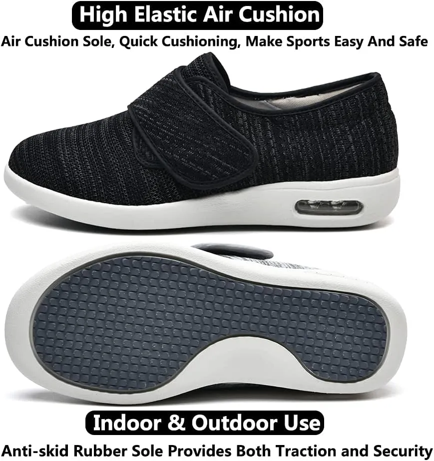 Women Diabetic Shoes, Extra Wide Width Breathable Mesh Adjustable Strap Outdoor Walking Sneakers - Support for Swollen Feet, Arthritis & Edema