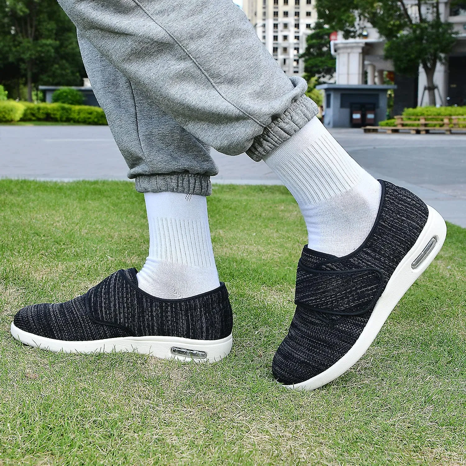 Women Diabetic Shoes, Extra Wide Width Breathable Mesh Adjustable Strap Outdoor Walking Sneakers - Support for Swollen Feet, Arthritis & Edema