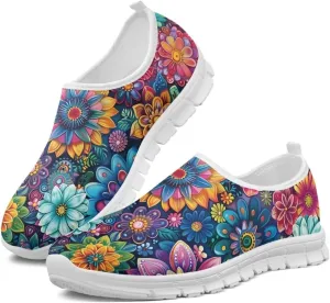 Women Fashion Slip On Sneakers Lightweight Walking Travel Outdoor Shoes for Ladies Slip On Mesh Loafers Flat Casual Shoes