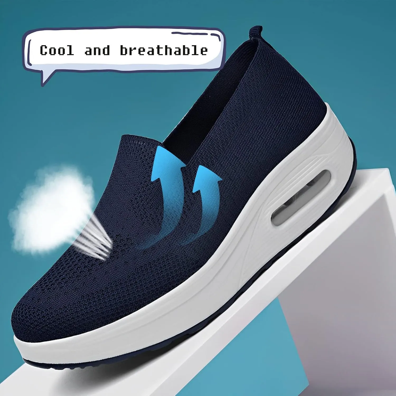 Women Orthopedic Sneakers Mesh Platform Wedge Sneakers Slip On Breathable Lightweight Fashion Sneakers Loafers Walking Shoes
