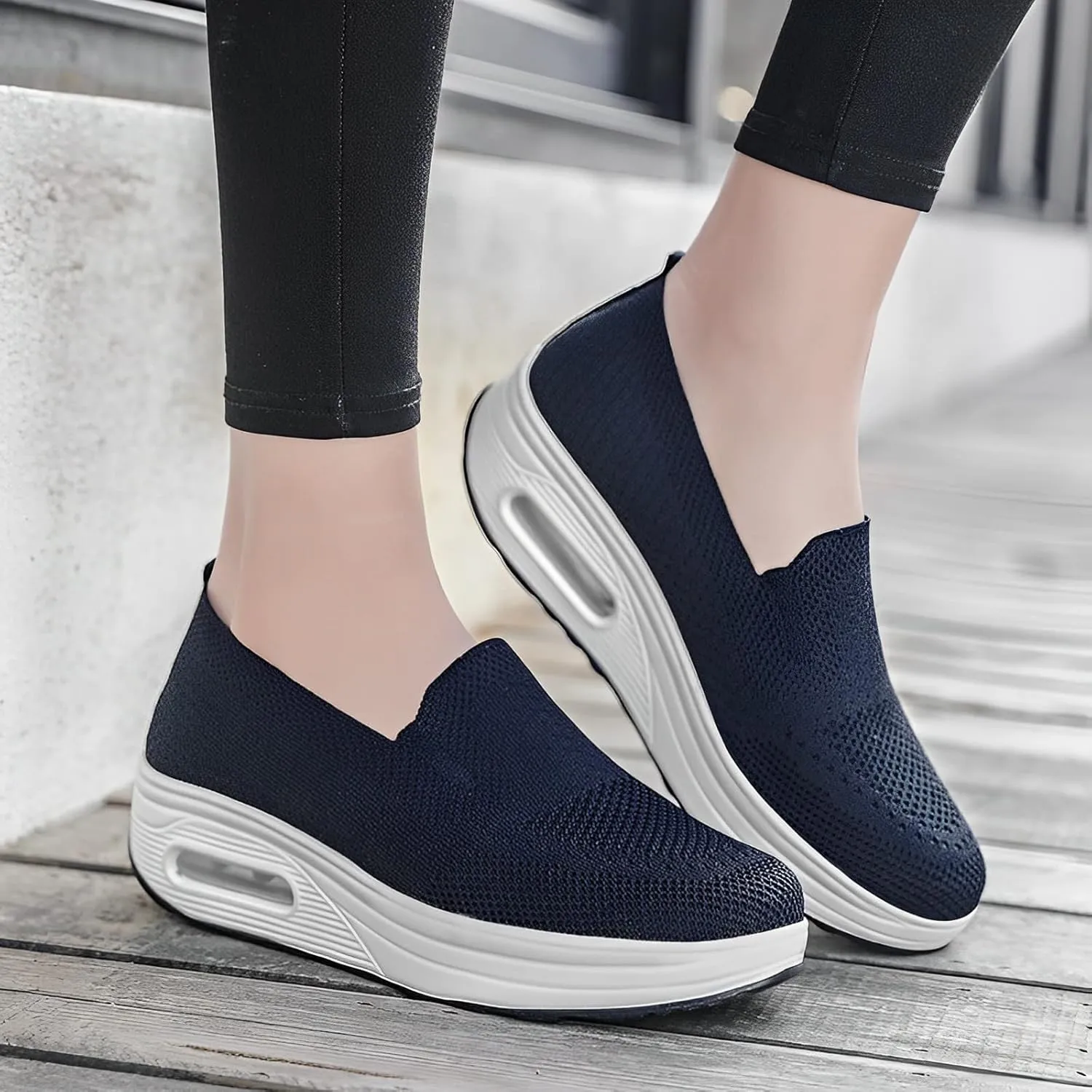 Women Orthopedic Sneakers Mesh Platform Wedge Sneakers Slip On Breathable Lightweight Fashion Sneakers Loafers Walking Shoes