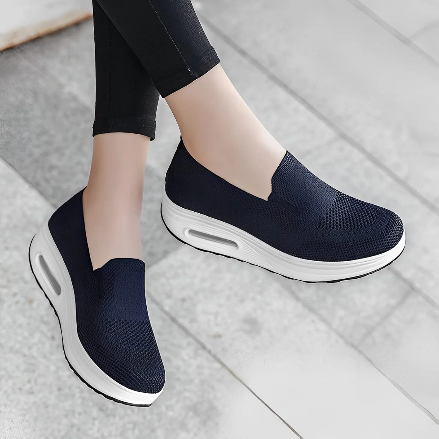 Women Orthopedic Sneakers Mesh Platform Wedge Sneakers Slip On Breathable Lightweight Fashion Sneakers Loafers Walking Shoes
