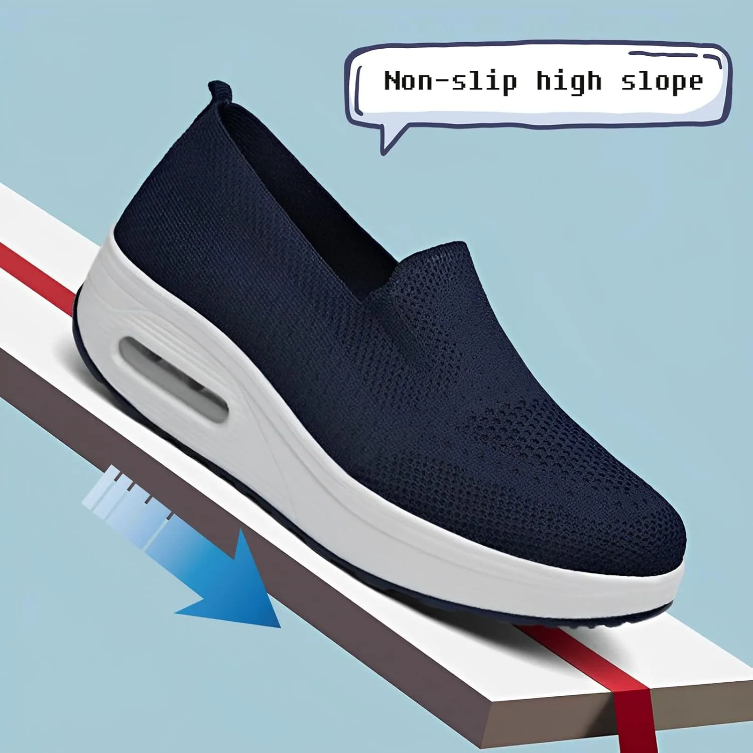 Women Orthopedic Sneakers Mesh Platform Wedge Sneakers Slip On Breathable Lightweight Fashion Sneakers Loafers Walking Shoes