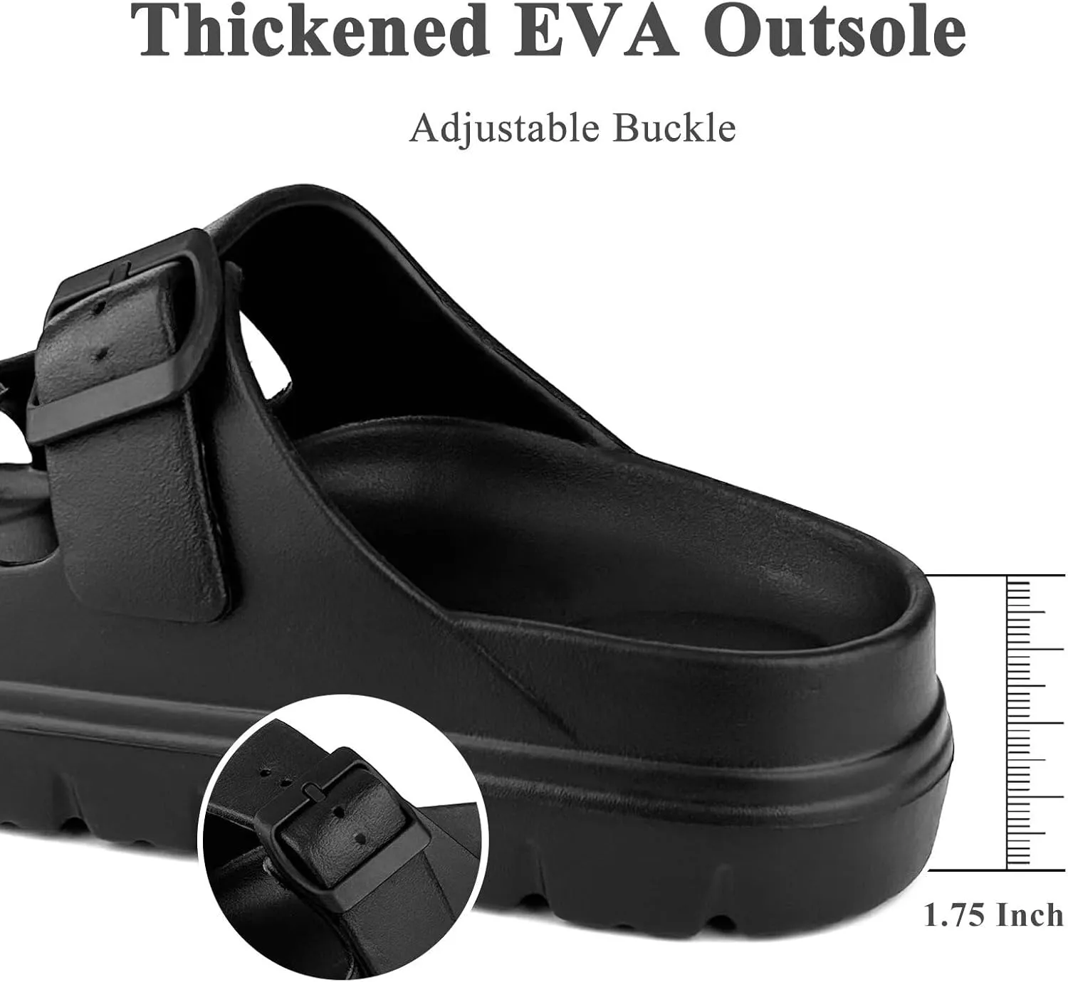 Women Platform Sandals with Arch Support, Adjusetable Buckles Chunky Eva Slides for Woman, Comfortable Lightweight Summer Sandal for Beach,Walking,Sandalias de Plataforma Para Mujer