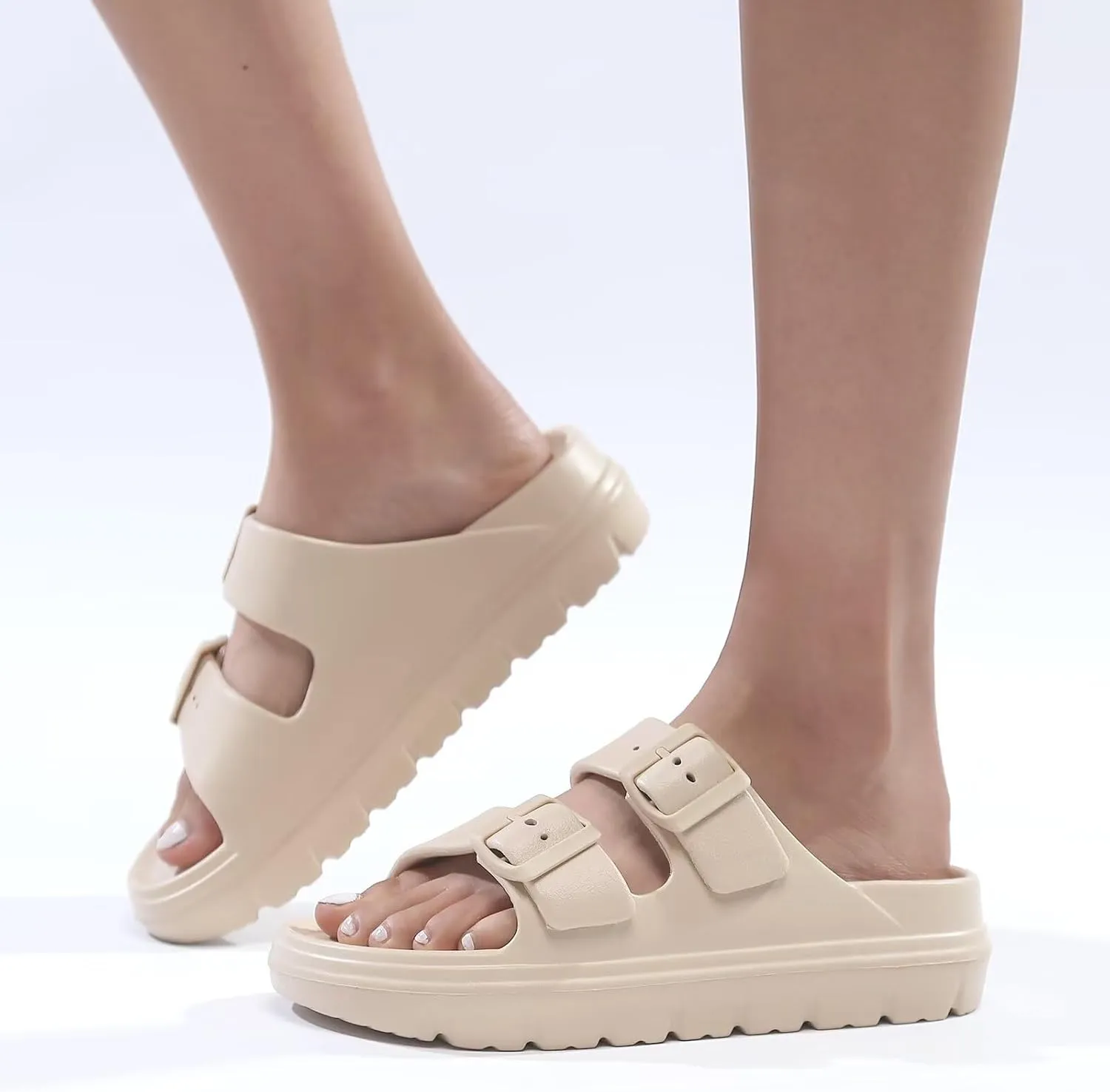 Women Platform Sandals with Arch Support, Adjusetable Buckles Chunky Eva Slides for Woman, Comfortable Lightweight Summer Sandal for Beach,Walking,Sandalias de Plataforma Para Mujer