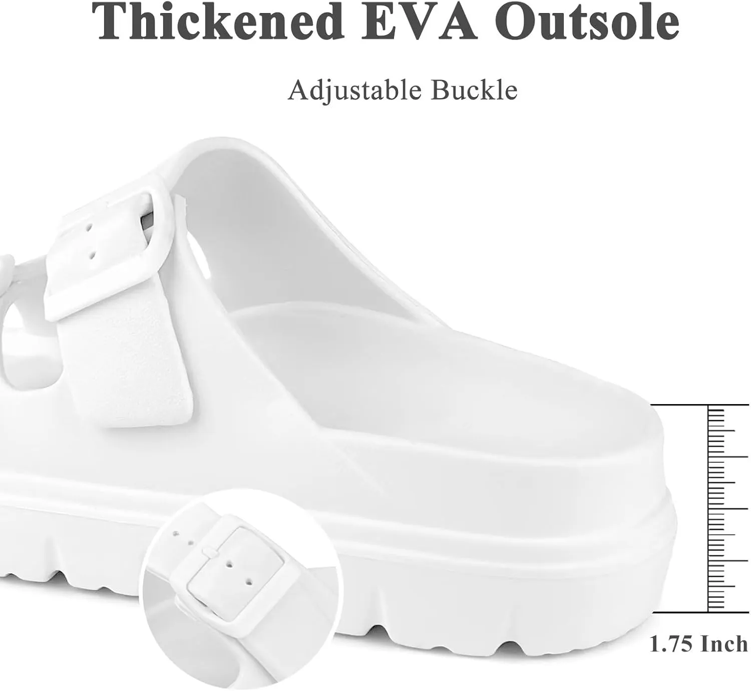 Women Platform Sandals with Arch Support, Adjusetable Buckles Chunky Eva Slides for Woman, Comfortable Lightweight Summer Sandal for Beach,Walking,Sandalias de Plataforma Para Mujer