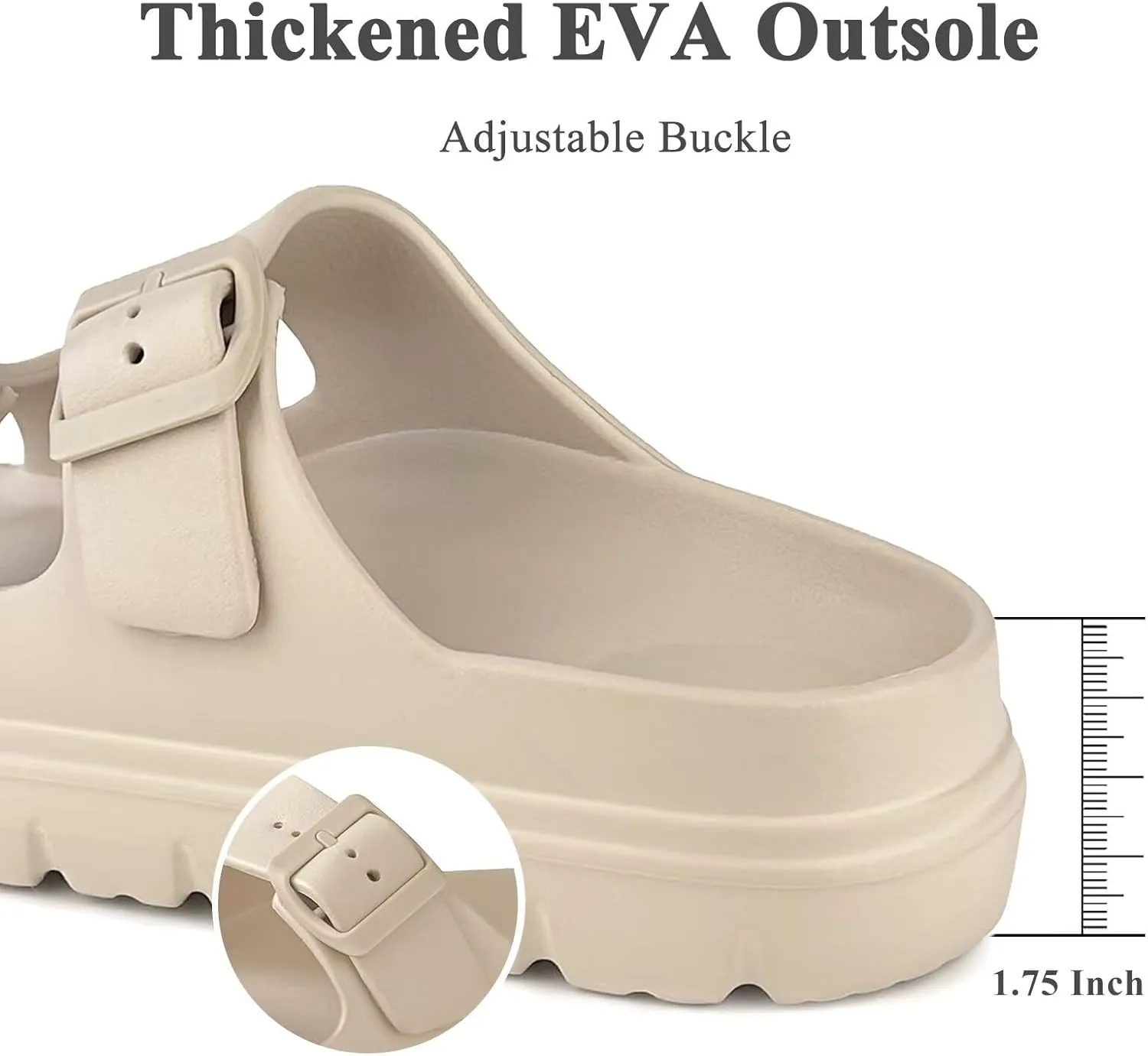 Women Platform Sandals with Arch Support, Adjusetable Buckles Chunky Eva Slides for Woman, Comfortable Lightweight Summer Sandal for Beach,Walking,Sandalias de Plataforma Para Mujer