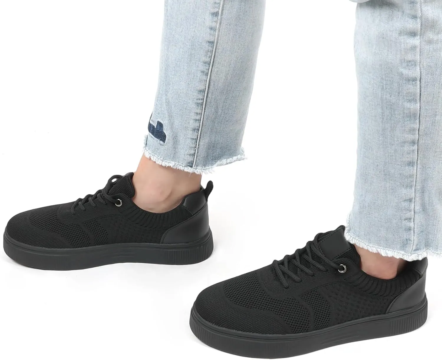 Women Platform Walking Sneakers Lace-up with Breathable Mesh Memory Foam Skate, for Work Running Fashion Casual Sneakers