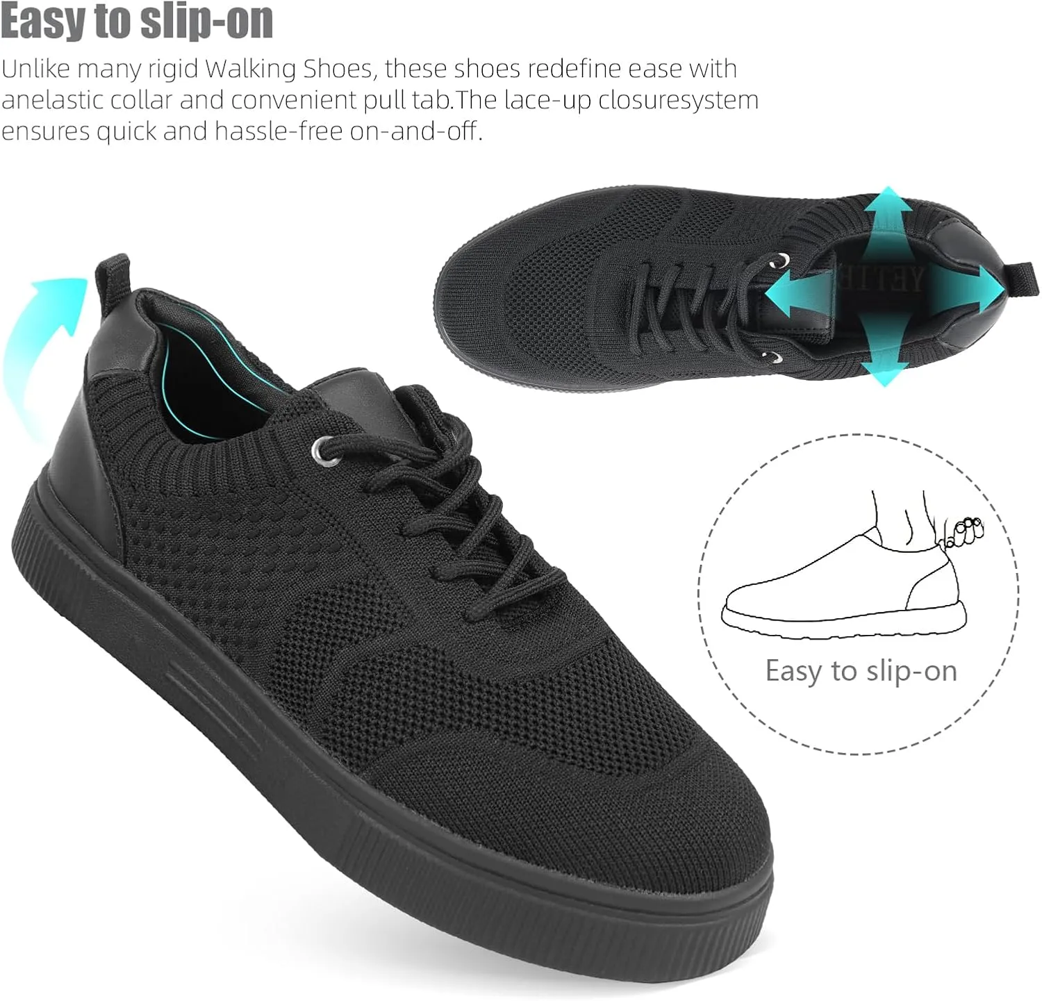 Women Platform Walking Sneakers Lace-up with Breathable Mesh Memory Foam Skate, for Work Running Fashion Casual Sneakers